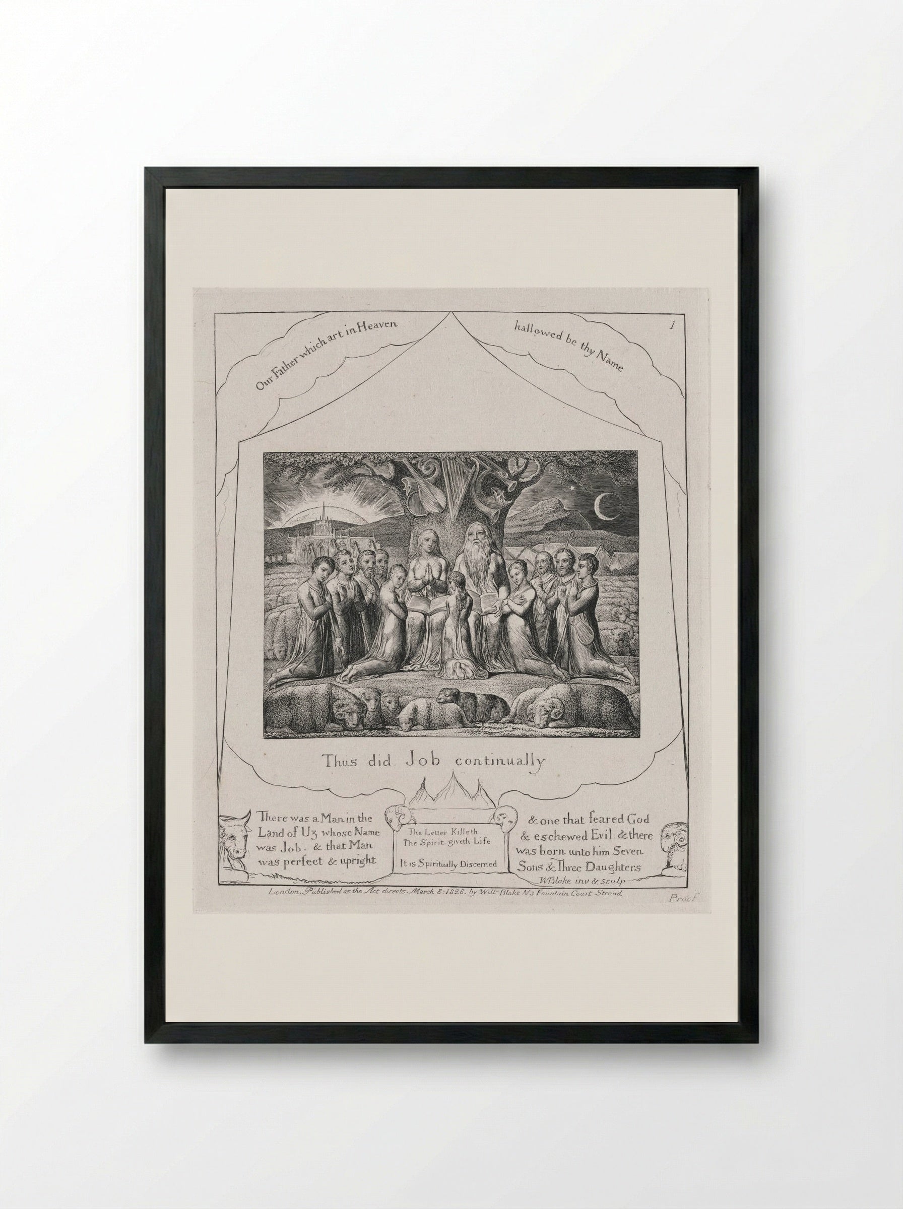 Thus did Job continually - William Blake - Framed Print Black