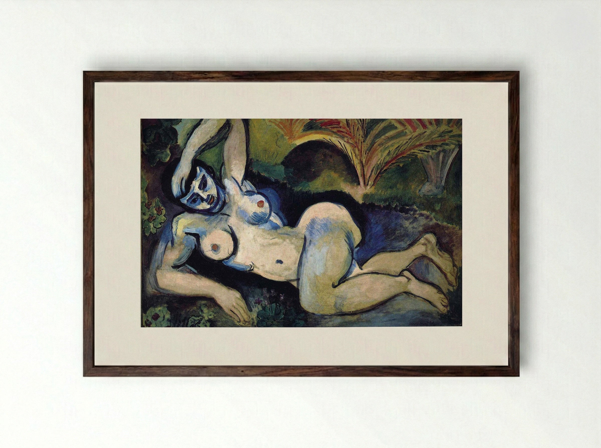 The Blue Nude (Souvenir of Biskra) - Henri Matisse - Framed Print Dark Wood