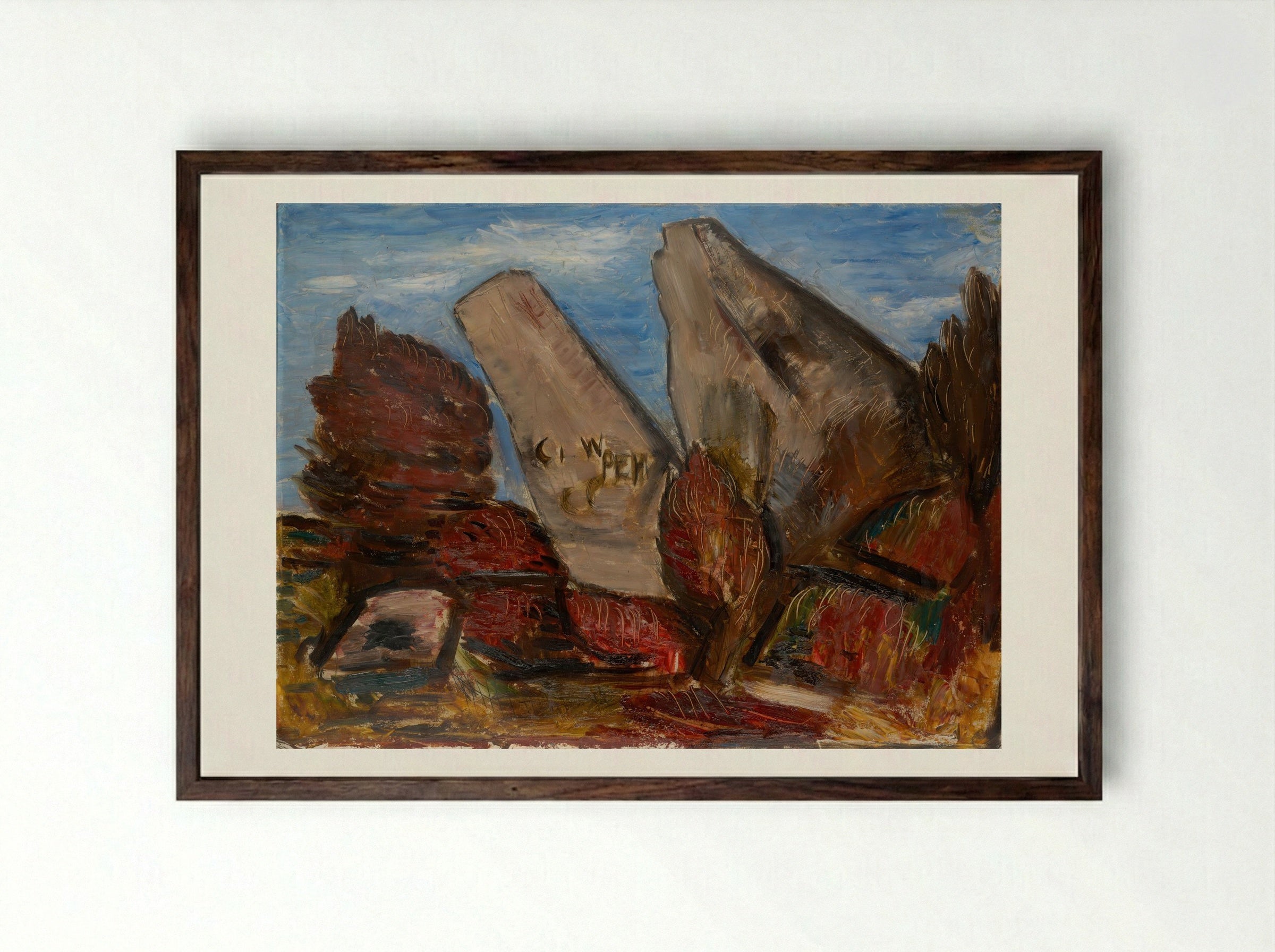 Whale's Jaw, Dogtown Common, Cape Ann, Massachusetts - Marsden Hartley - Framed Print Dark Wood