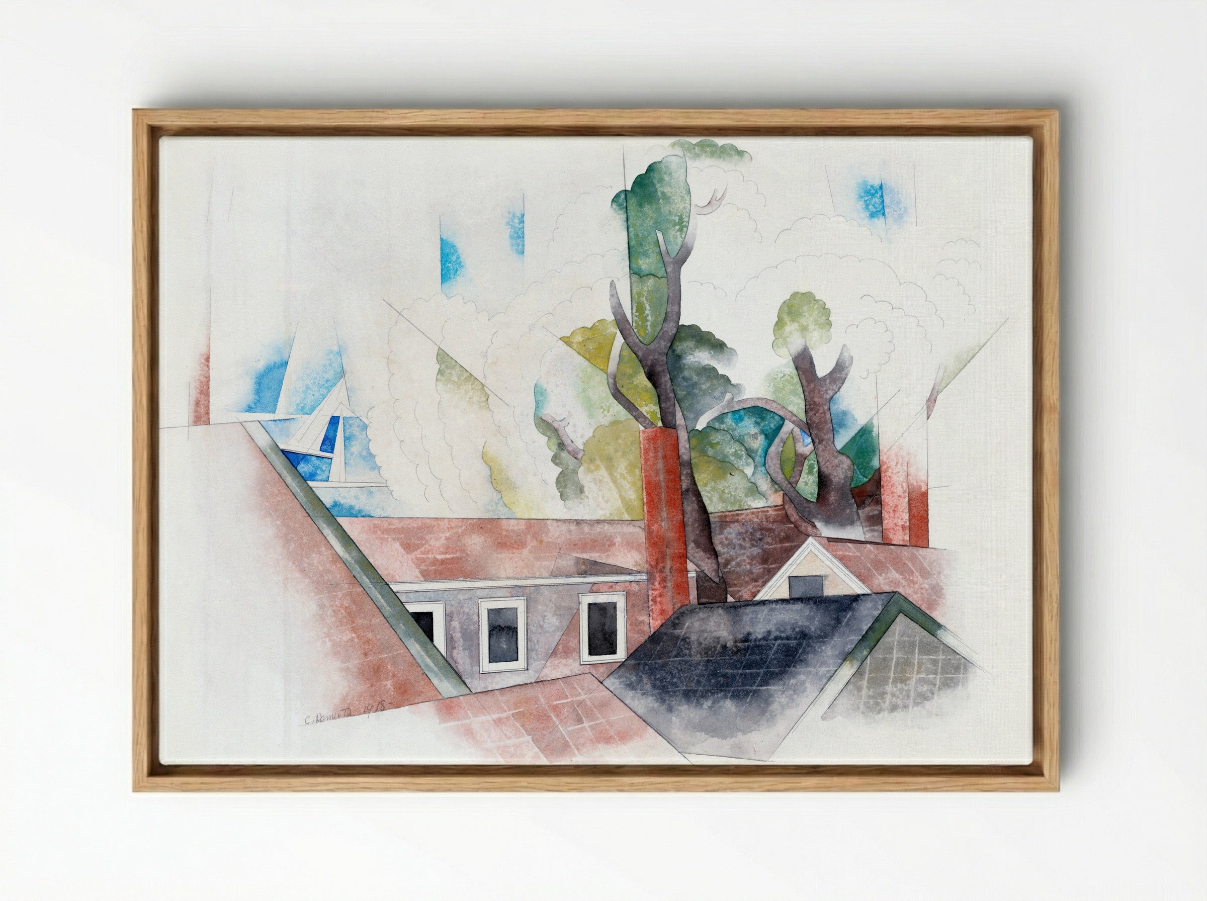 Rooftops and Trees - Charles Demuth - Framed Canvas Wood