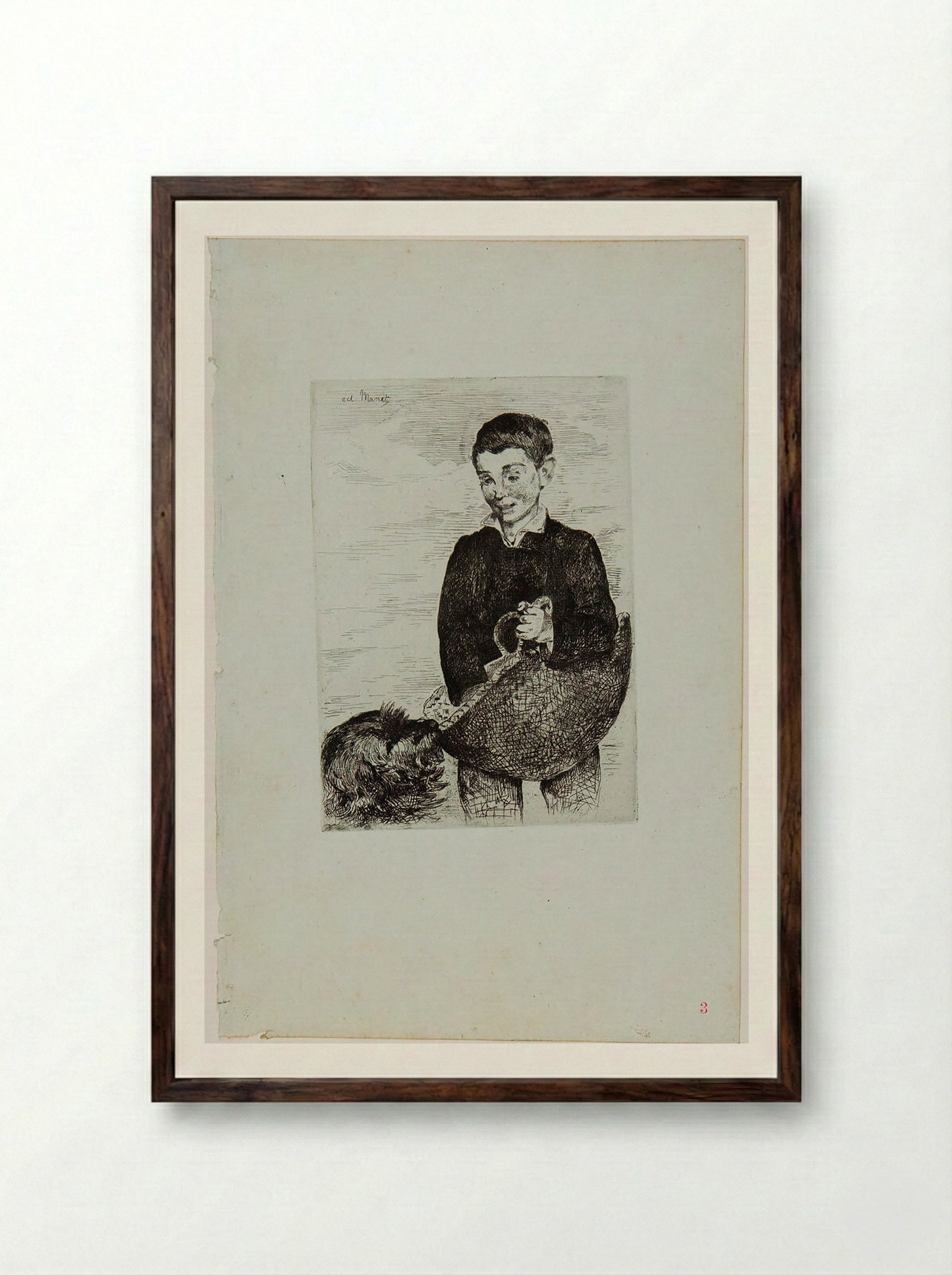 The Urchin (Boy with Dog) - Édouard Manet - Framed Print Dark Wood