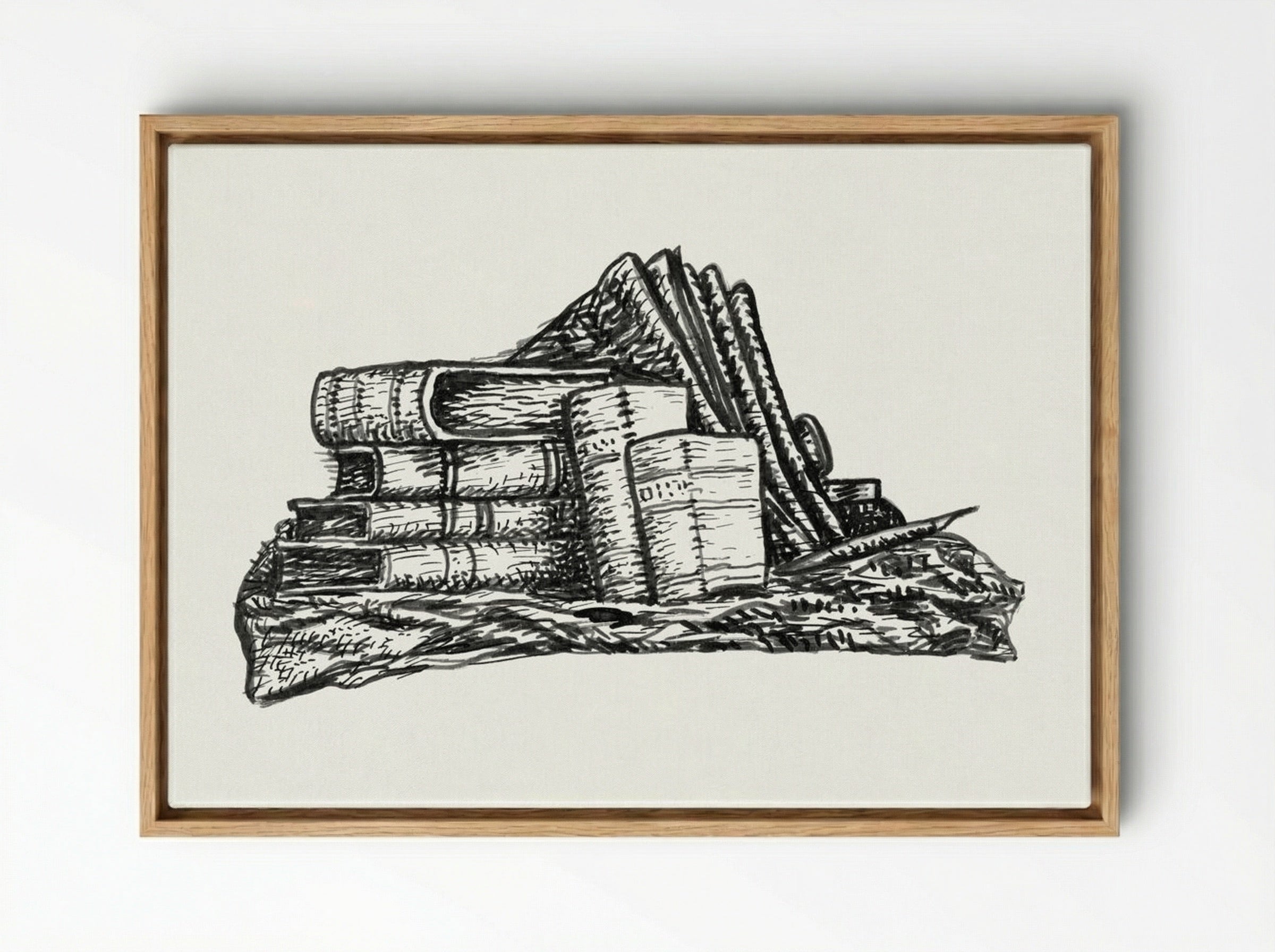 Stack of Books and Stationery - Leo Gestel - Framed Canvas Wood