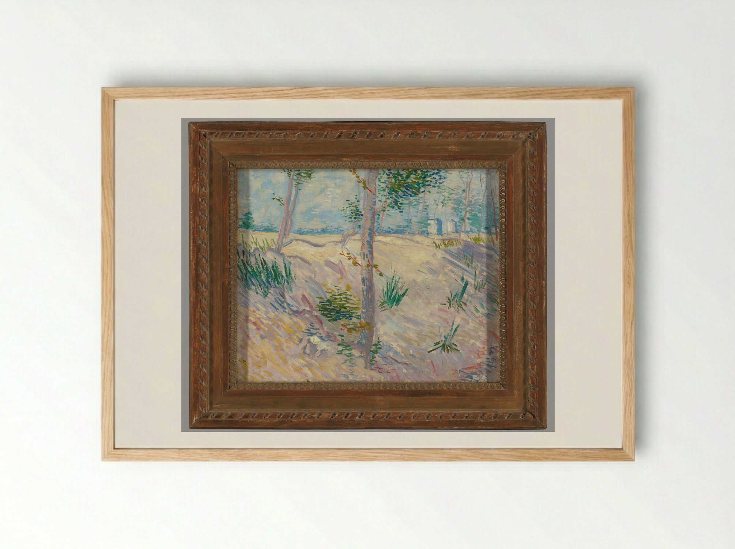 Riverbank with Trees - Vincent van Gogh - Framed Print Wood