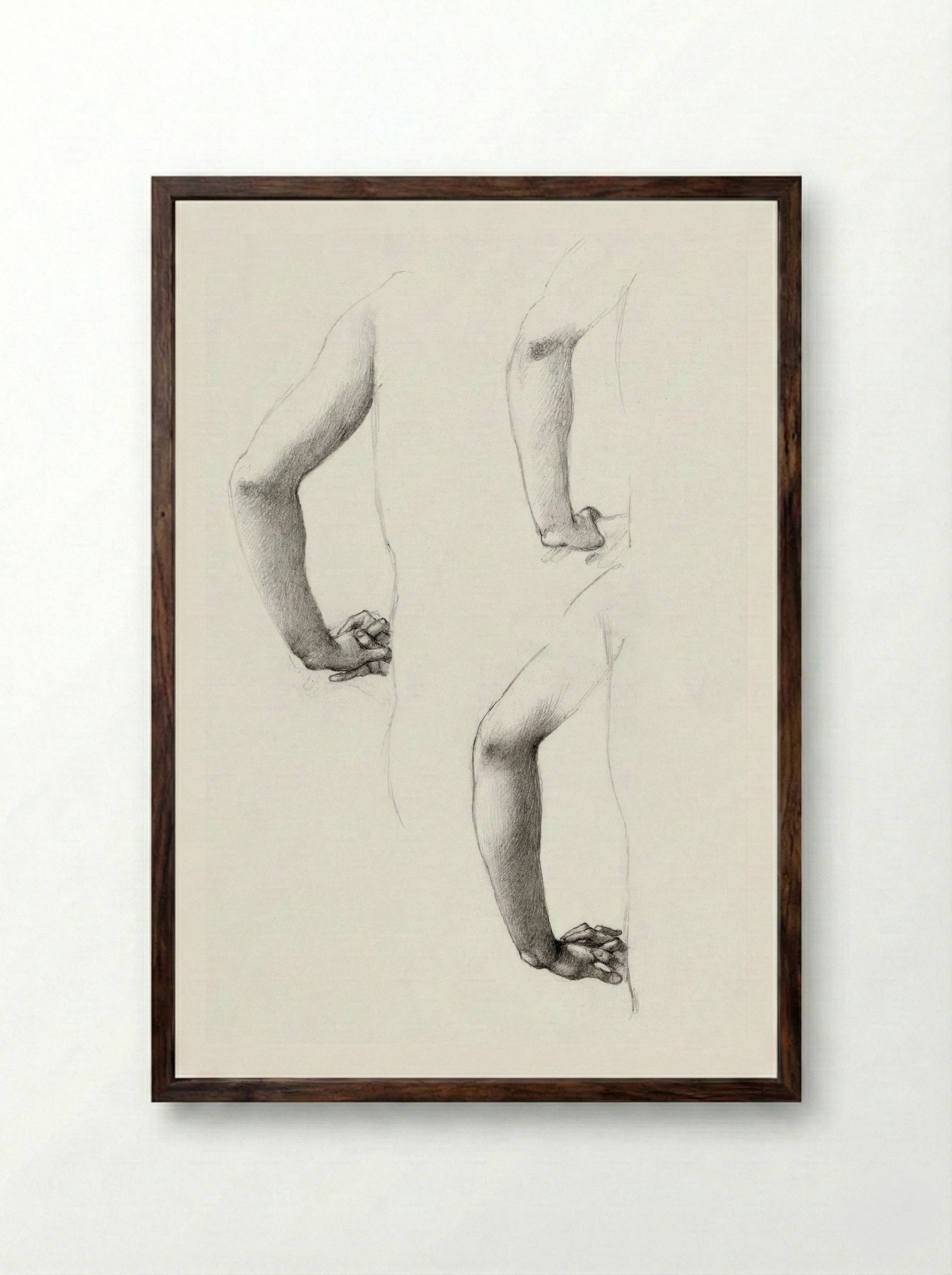 Studies of an Arm and Hands - Edward Burne-Jones - Framed Print Dark Wood