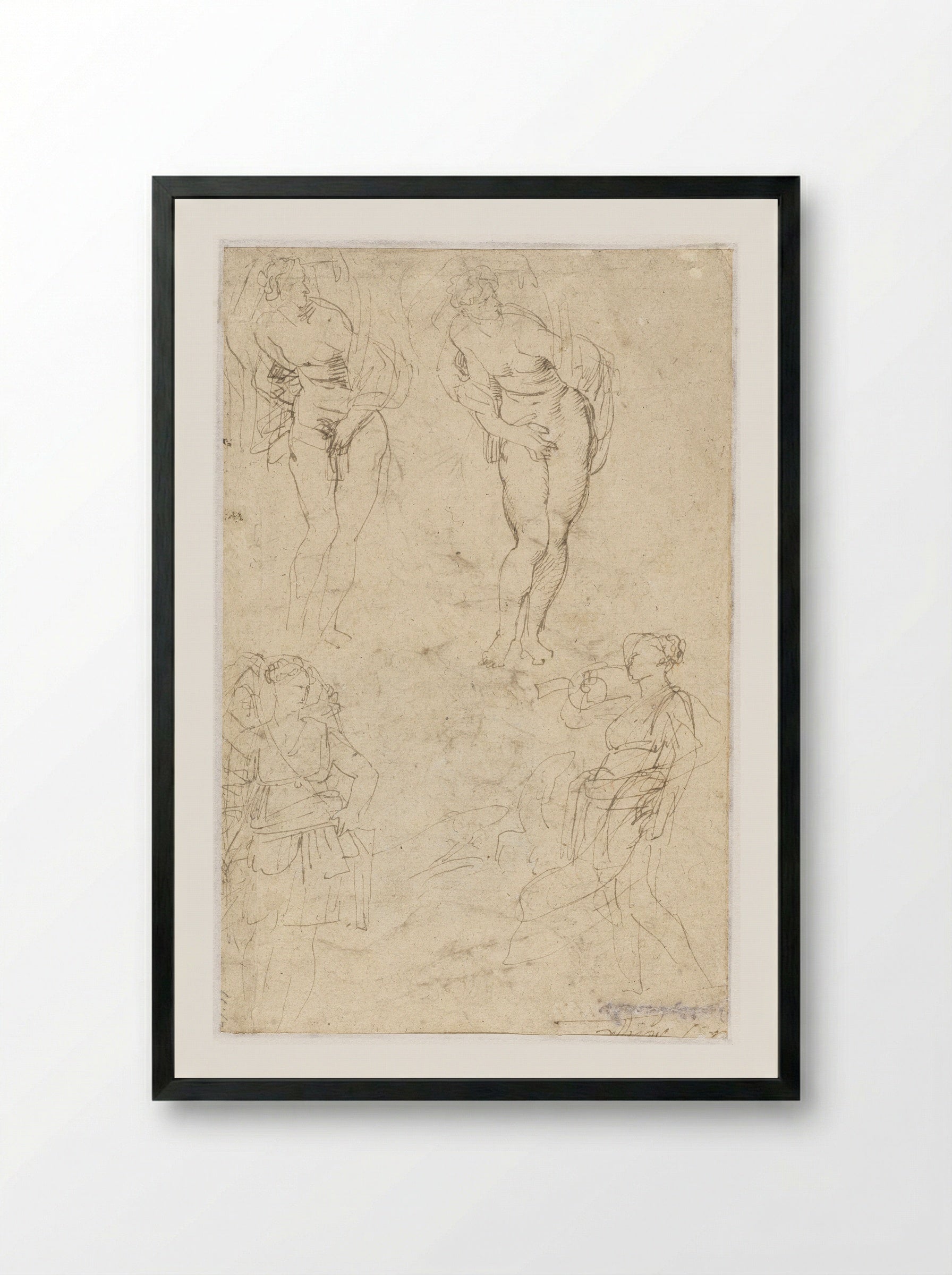 Sketches of the Daughters of Cecrops - Peter Paul Rubens - Framed Print Black
