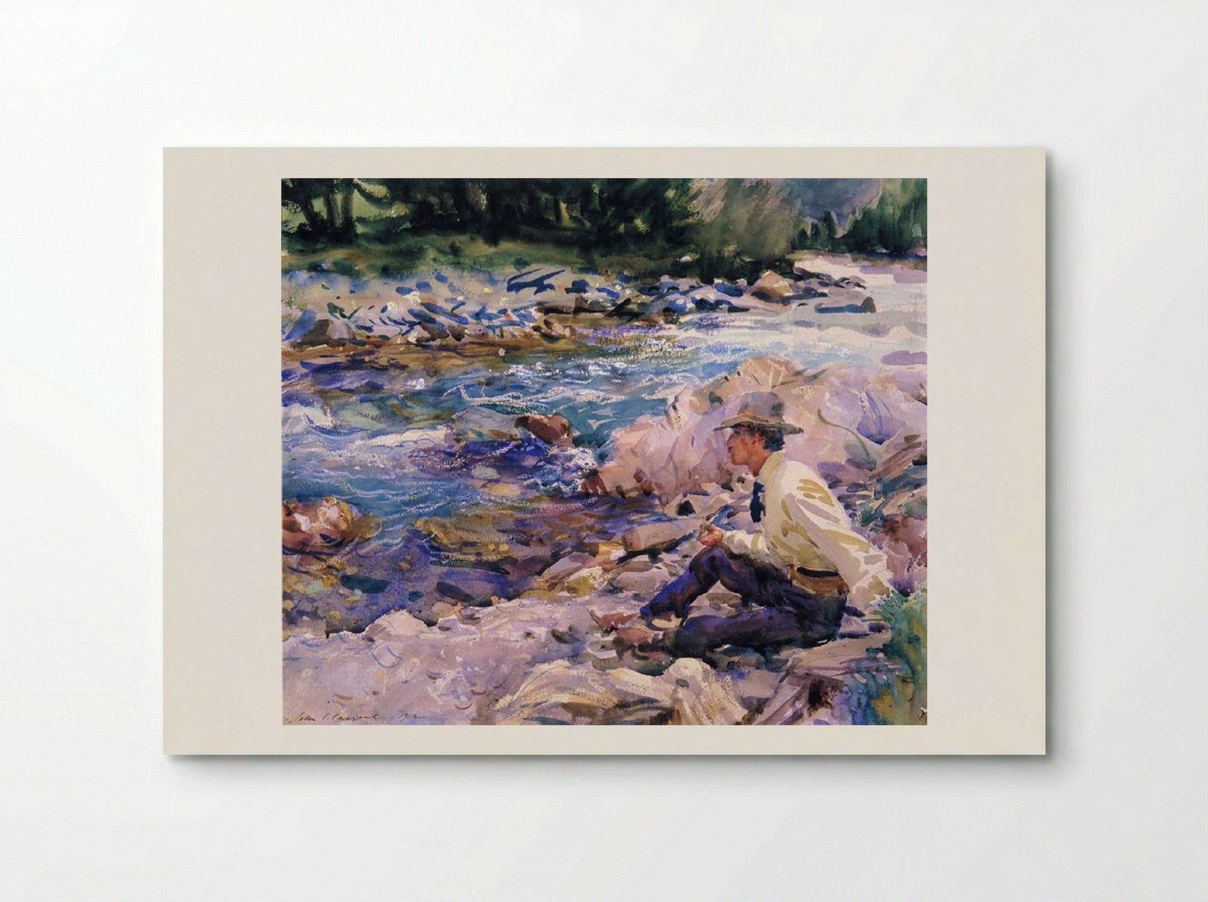 Man Seated by a Stream - John Singer Sargent - Poster