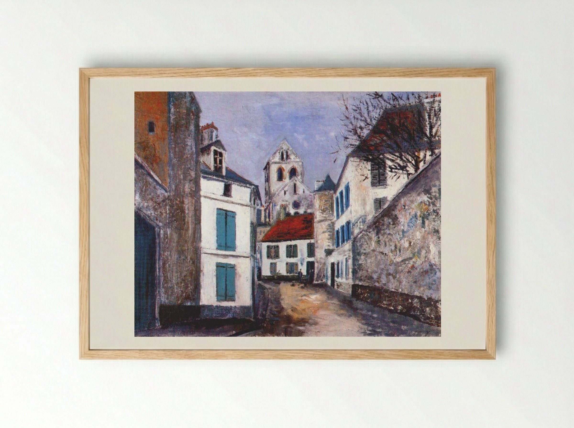 Village Street - Maurice Utrillo - Framed Print Wood