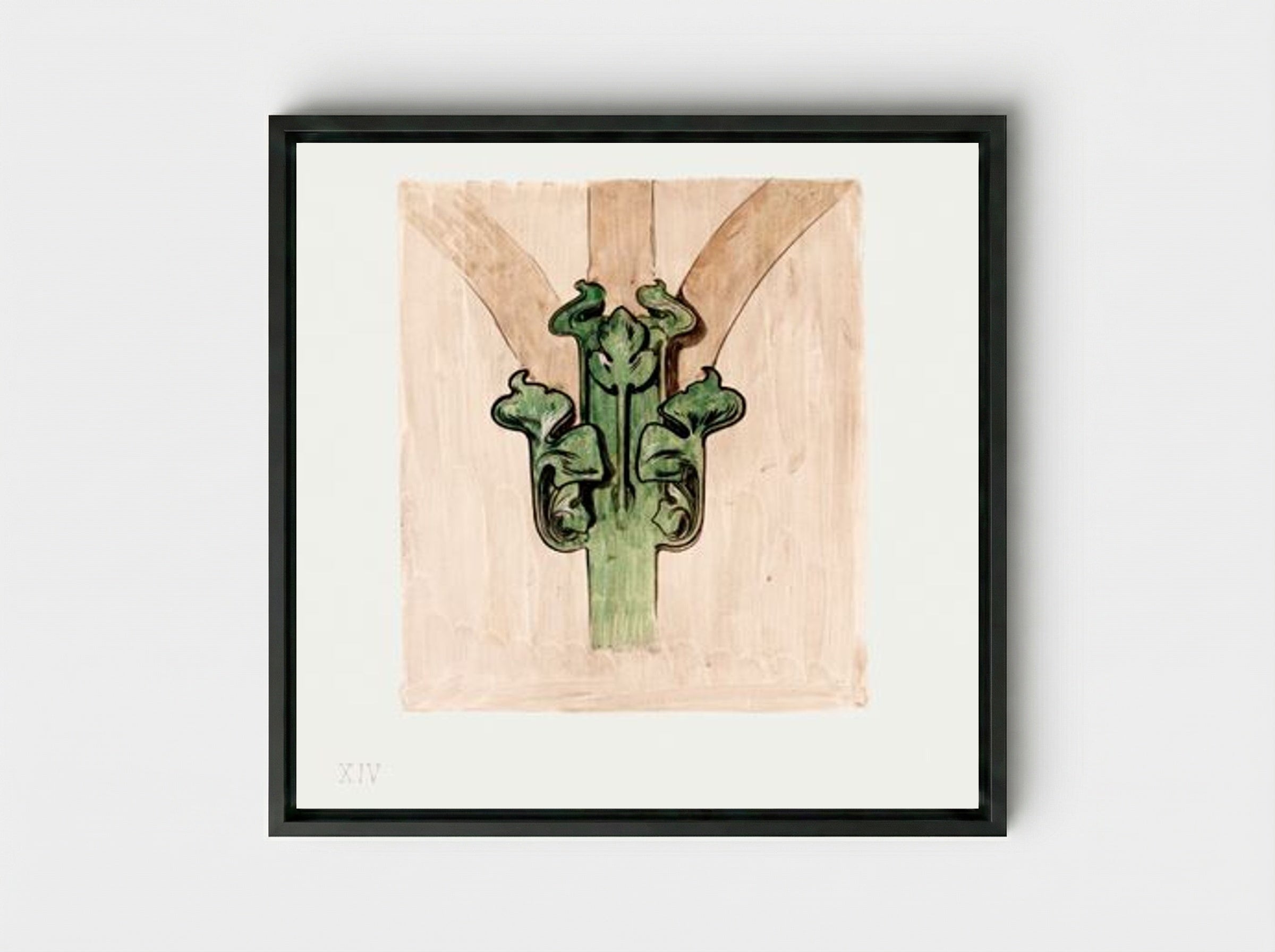 Capital Applied to the Columns of the Facade of the Fouquet Boutique - Alphonse Mucha - Framed Canvas Black