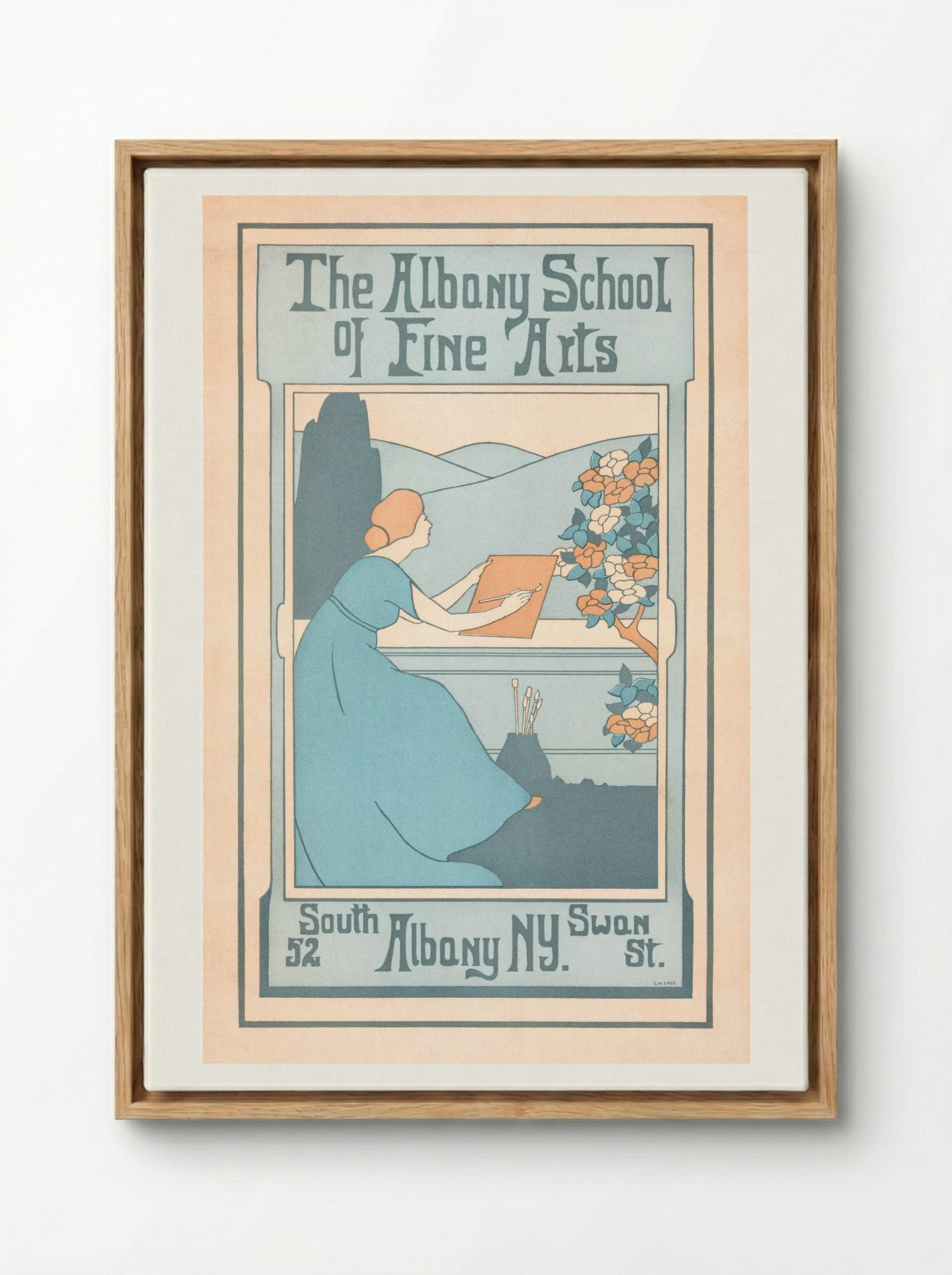 The Albany School of Fine Arts, 52 South Swan St., Albany, NY - E.M. Enos - Framed Canvas Wood