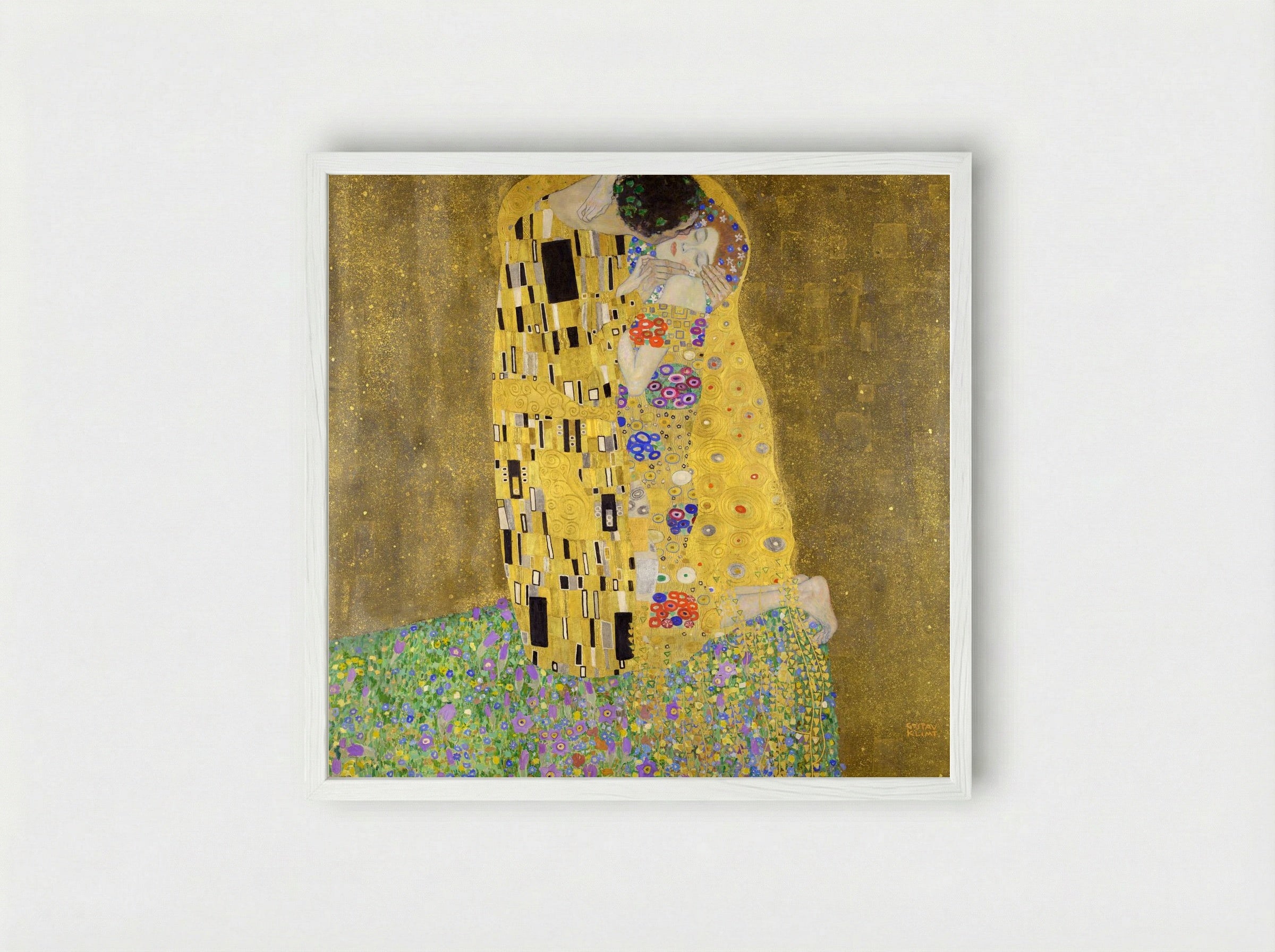 The Kiss - Gustav Klimt - Framed Print White