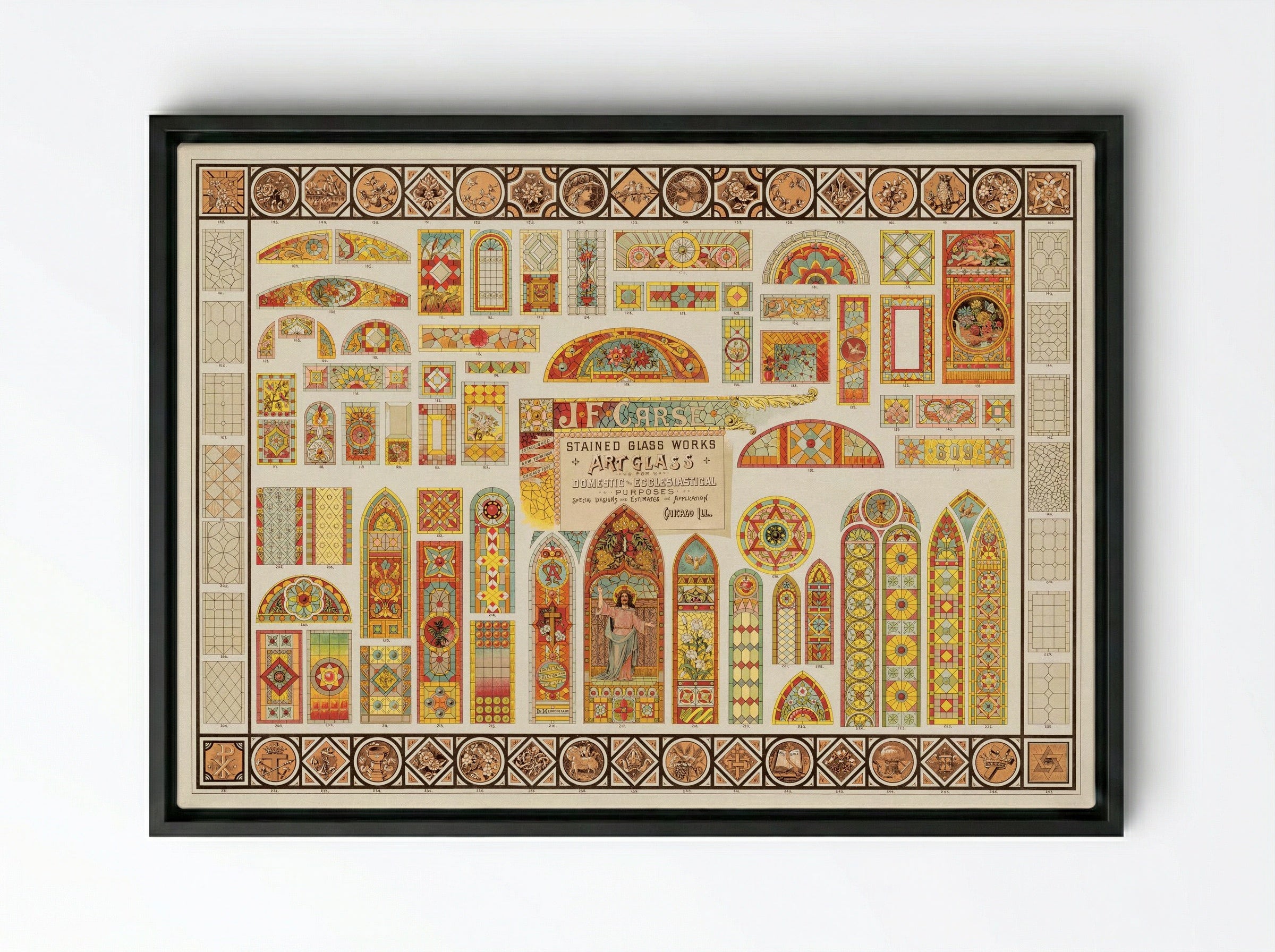 Stained Glass Works for Domestic and Ecclesiastical Purposes - J.F. Carse - Framed Canvas Black