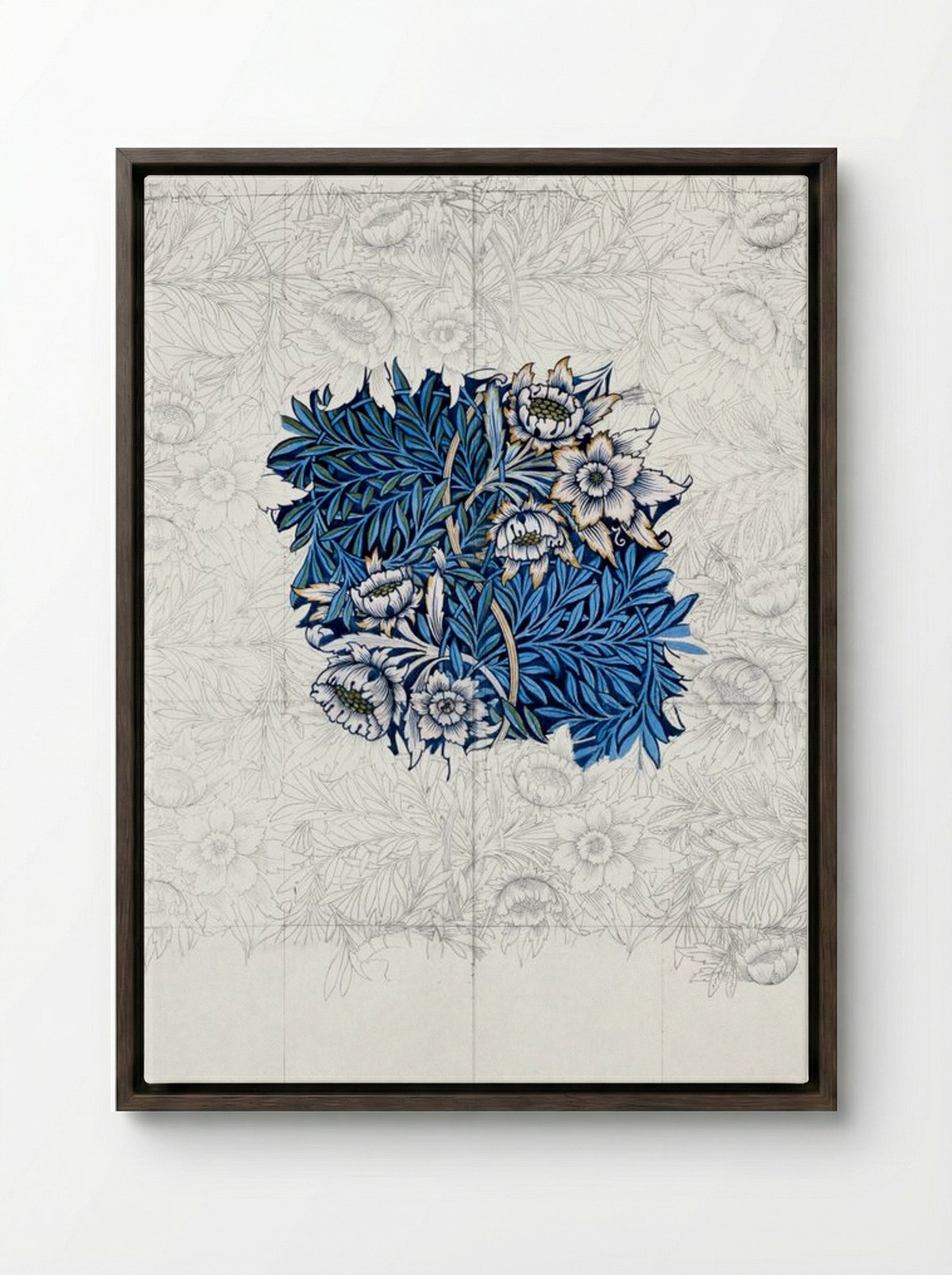 Study for 'Tulip and Willow' - William Morris - Framed Canvas Dark Wood
