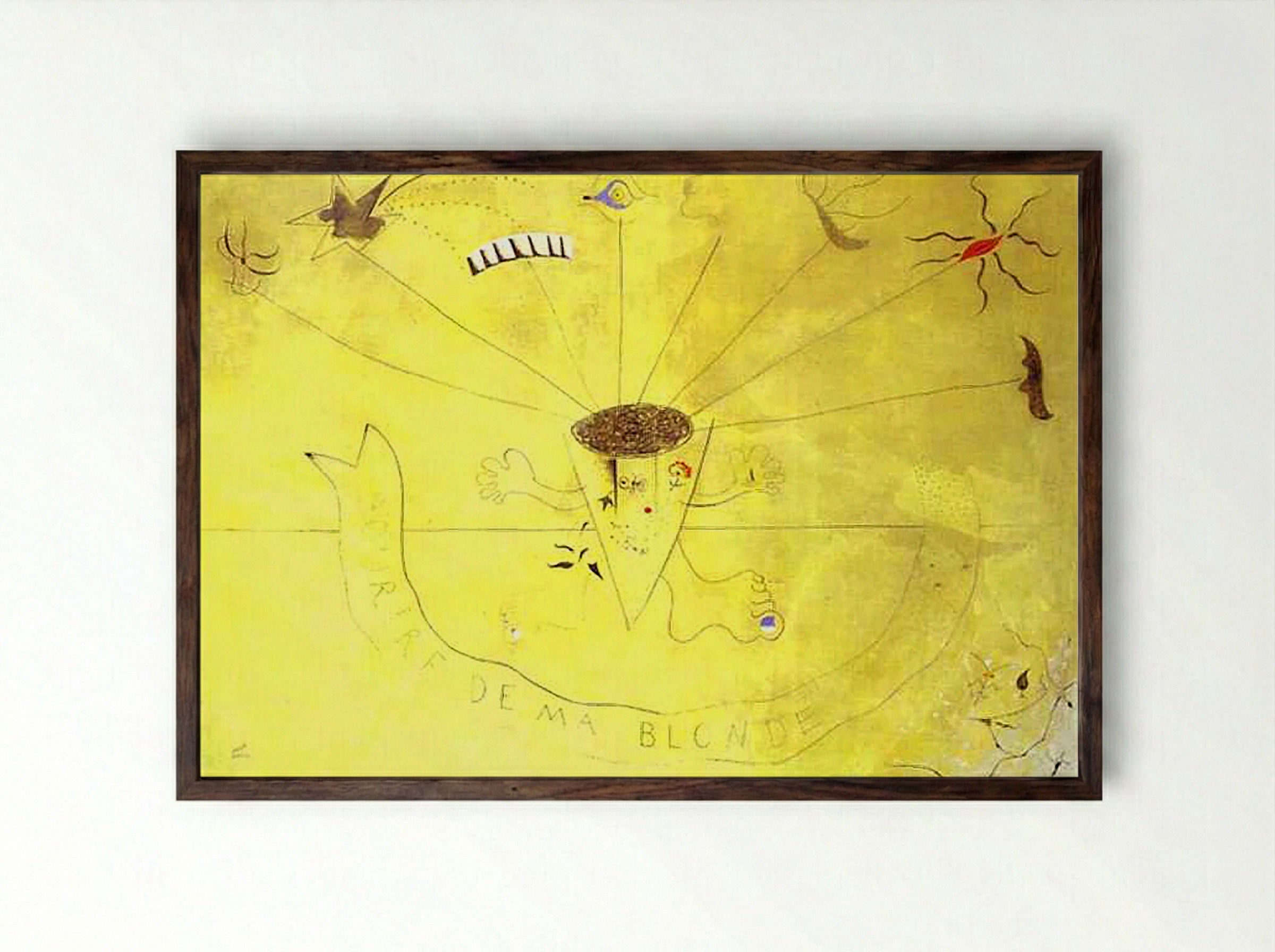 Bouquet of Flowers. Smile of My Blond - Joan Miró - Framed Print Dark Wood