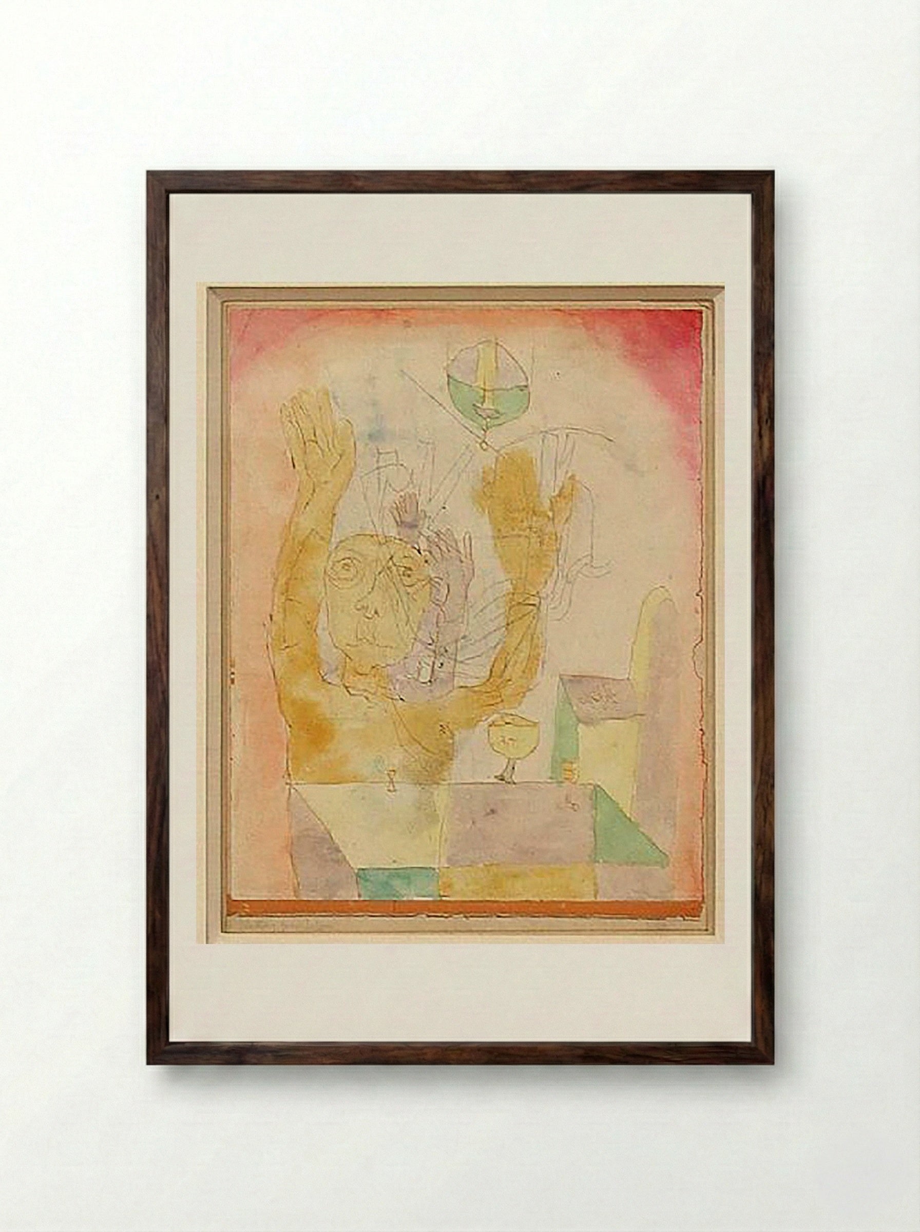 Enlightenment of Two Sectarians - Paul Klee - Framed Print Dark Wood