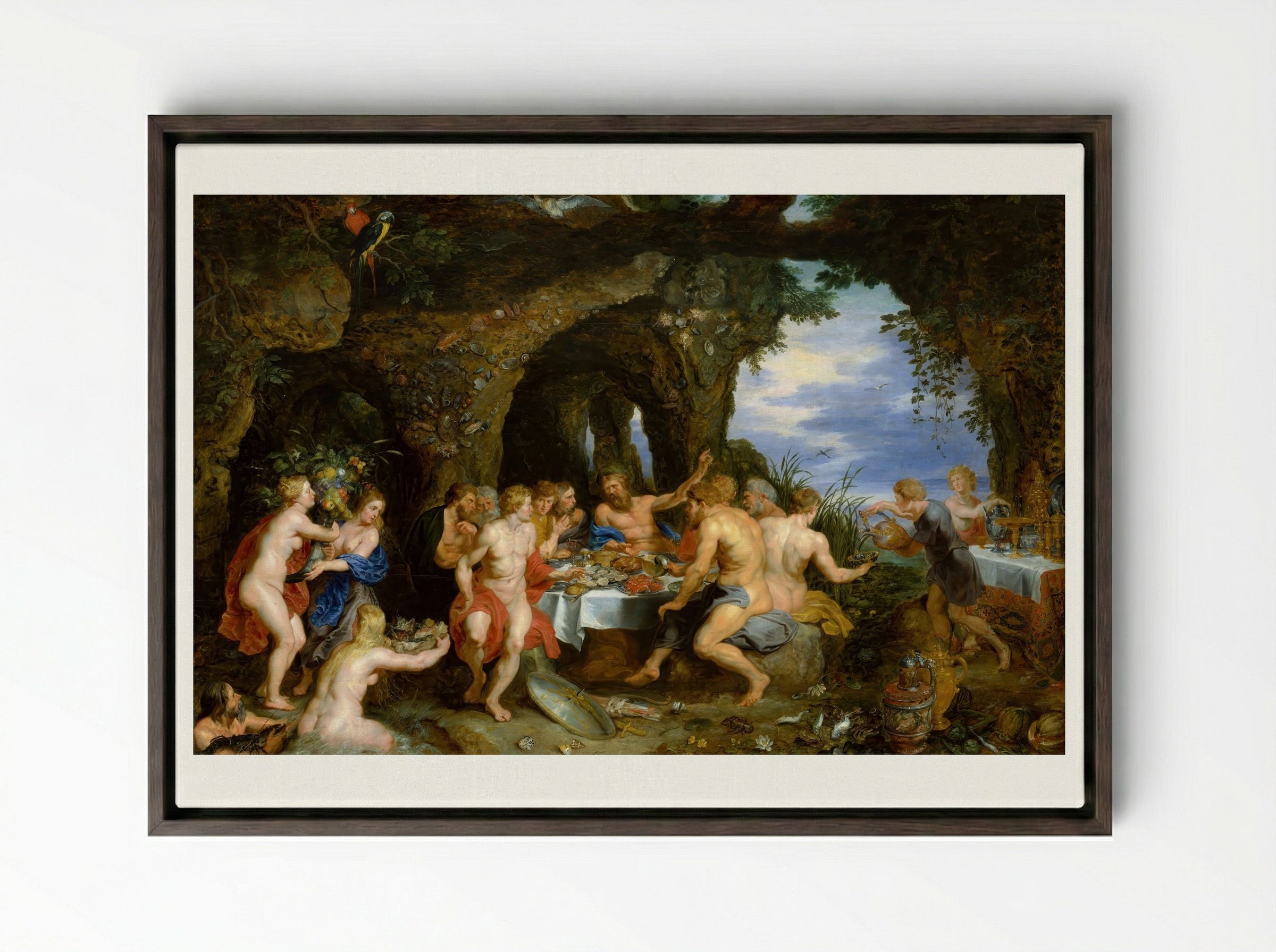 The Feast of Achelous - Peter Paul Rubens - Framed Canvas Dark Wood