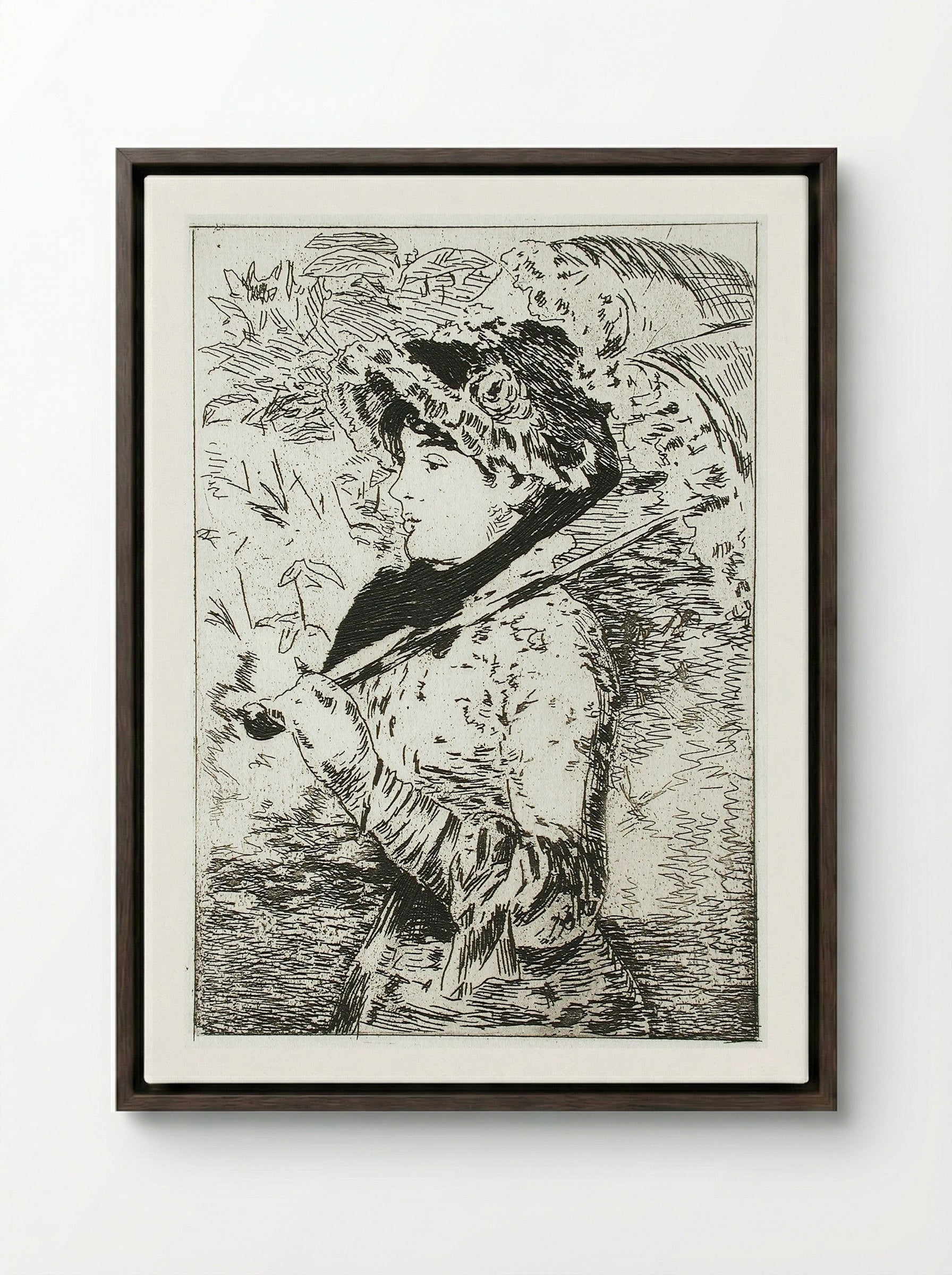 Jeanne (Spring) (Jeanne II) - Édouard Manet - Framed Canvas Dark Wood