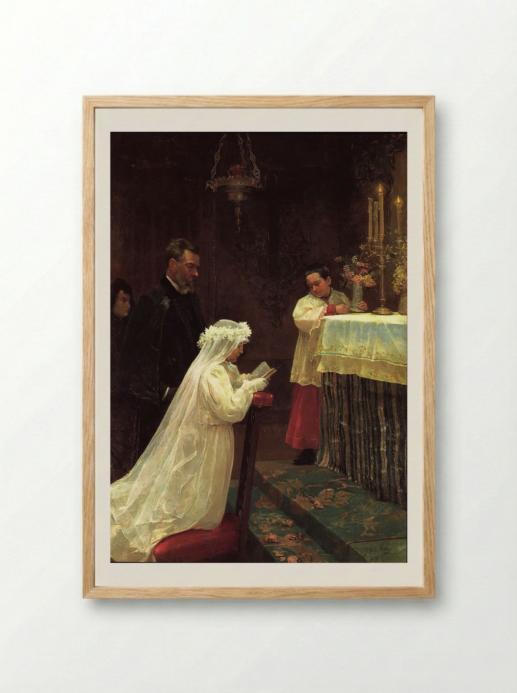 First Communion - Péricles Antão Frazão - Framed Print Wood