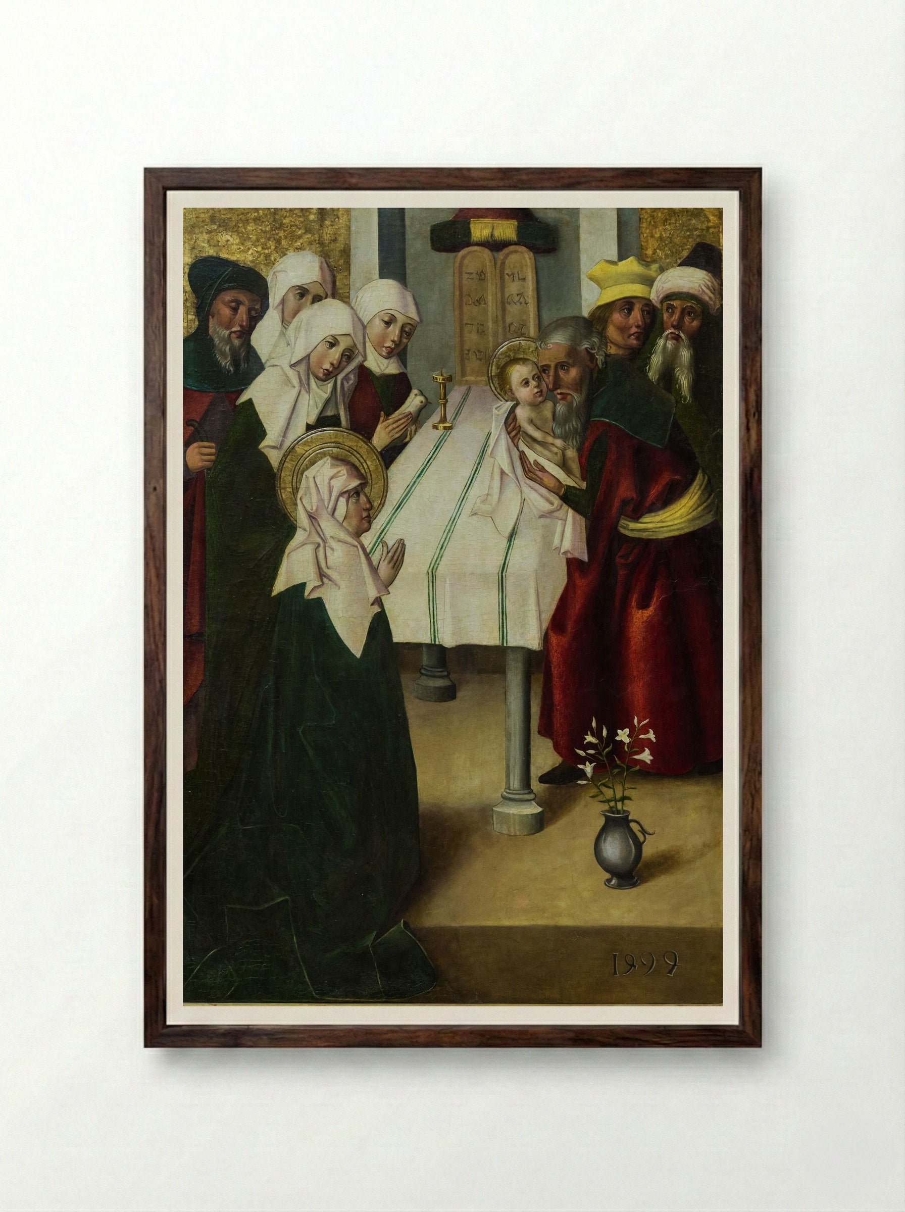 Presentation at the Temple - Meister von Seitenstetten - Framed Print Dark Wood
