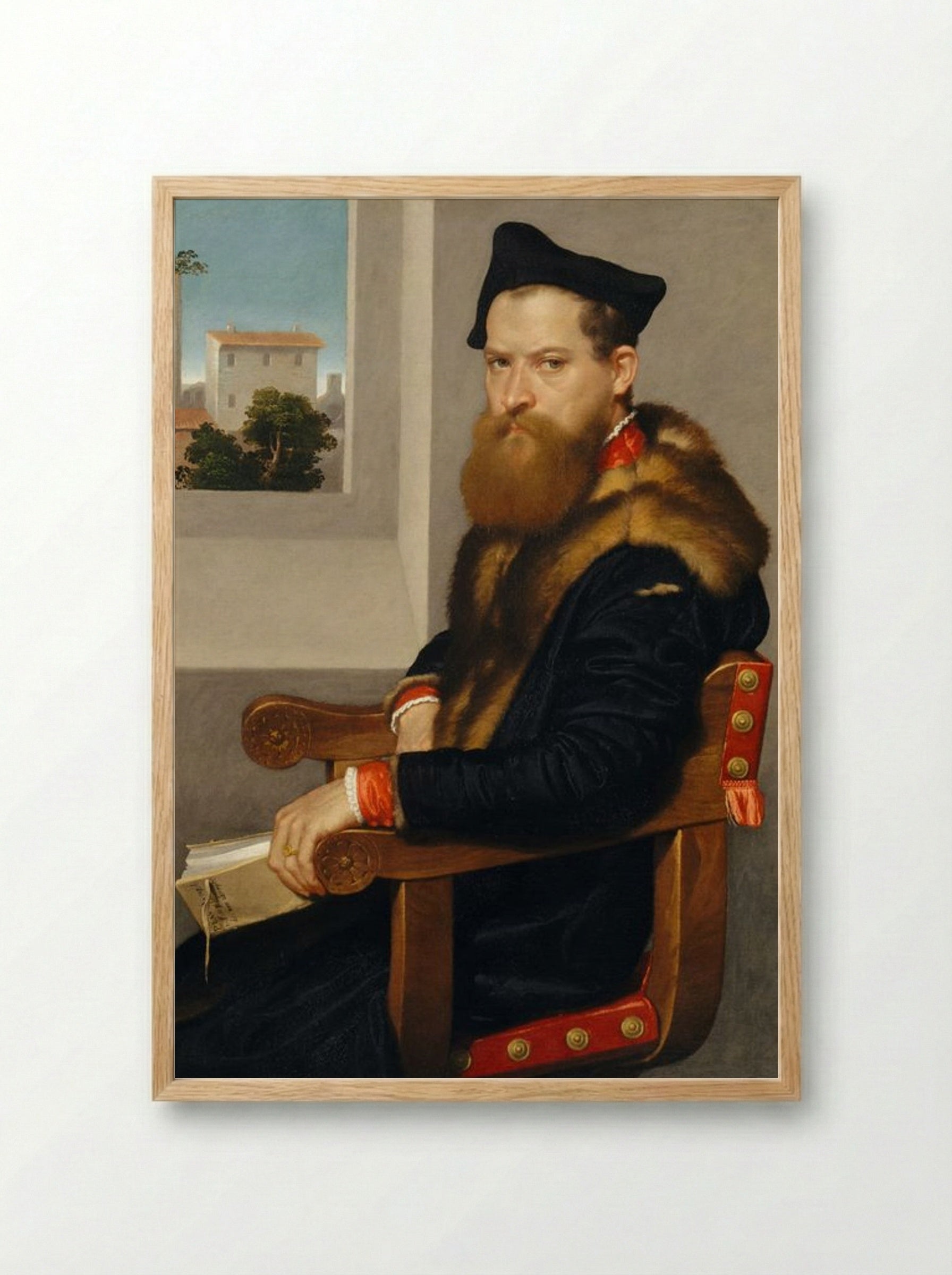 Portrait of Bartolomeo Bonghi - Giovanni Battista Moroni - Framed Print Wood