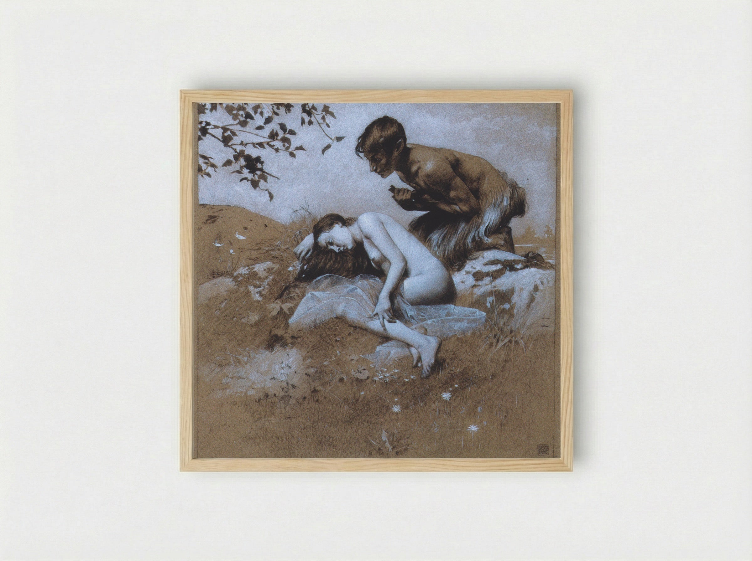 Reproduction template for the leaf for Gerlach's love allegories, New Series, Plate 35 - Koloman Moser - Framed Print Wood