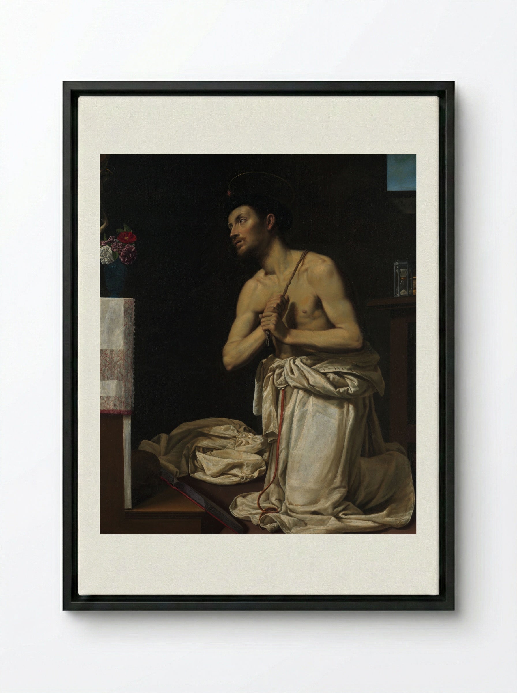 Saint Dominic in Penitence - Filippo Tarchiani - Framed Canvas Black