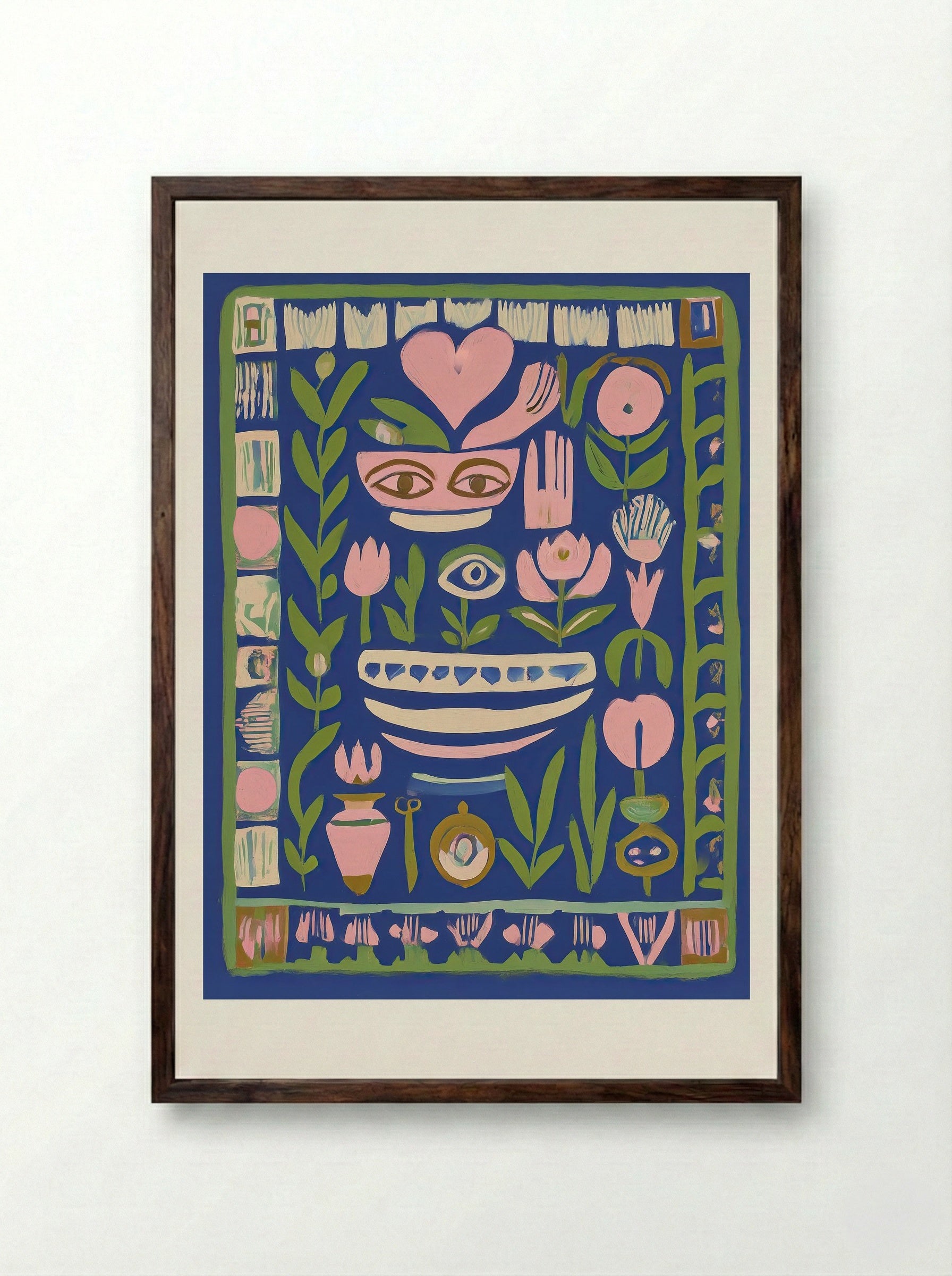 Eyes of the Garden Spirit - Framed Print Dark Wood