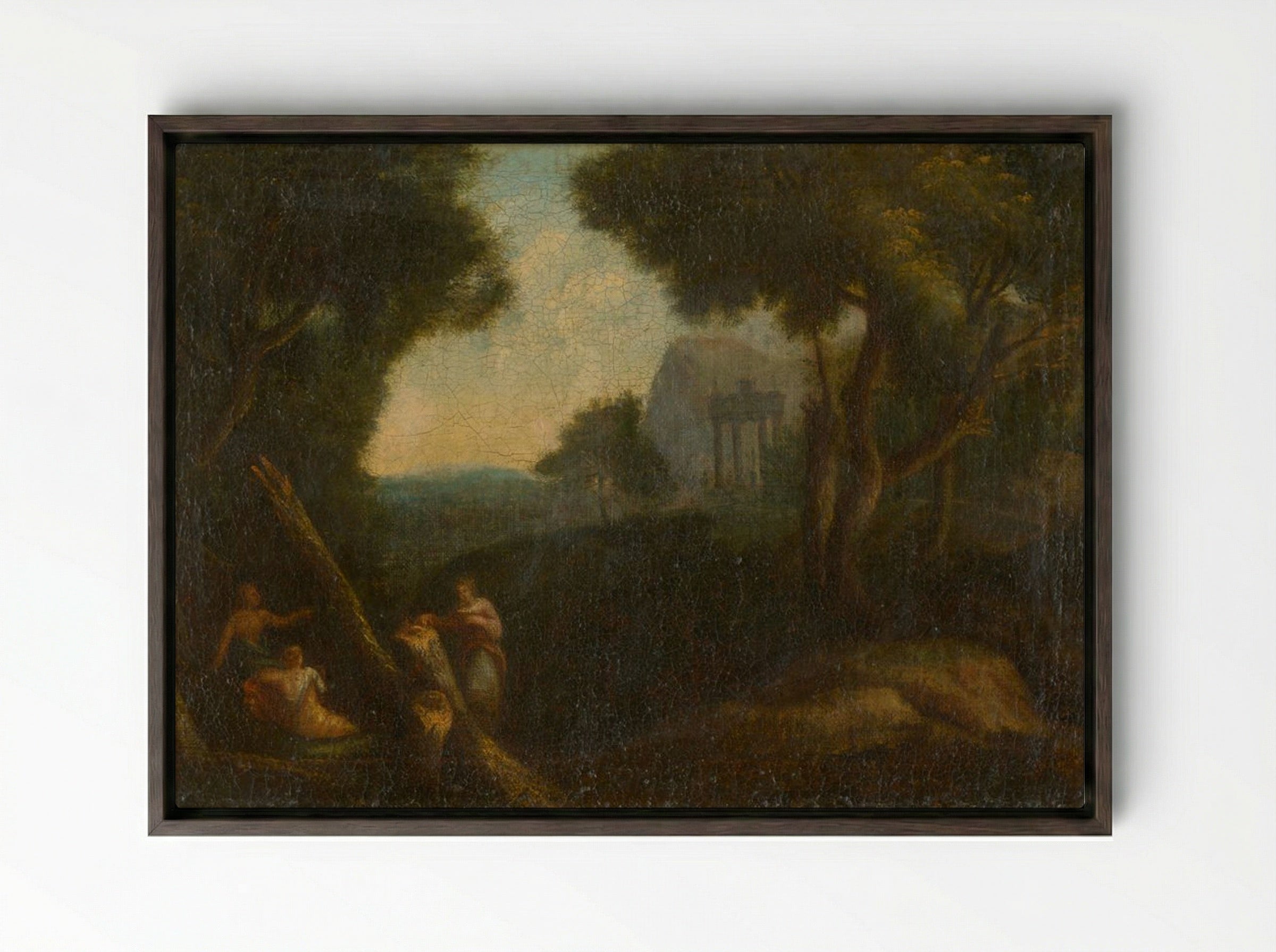 Nymphs in the Woods - Nicolas Poussin - Framed Canvas Dark Wood