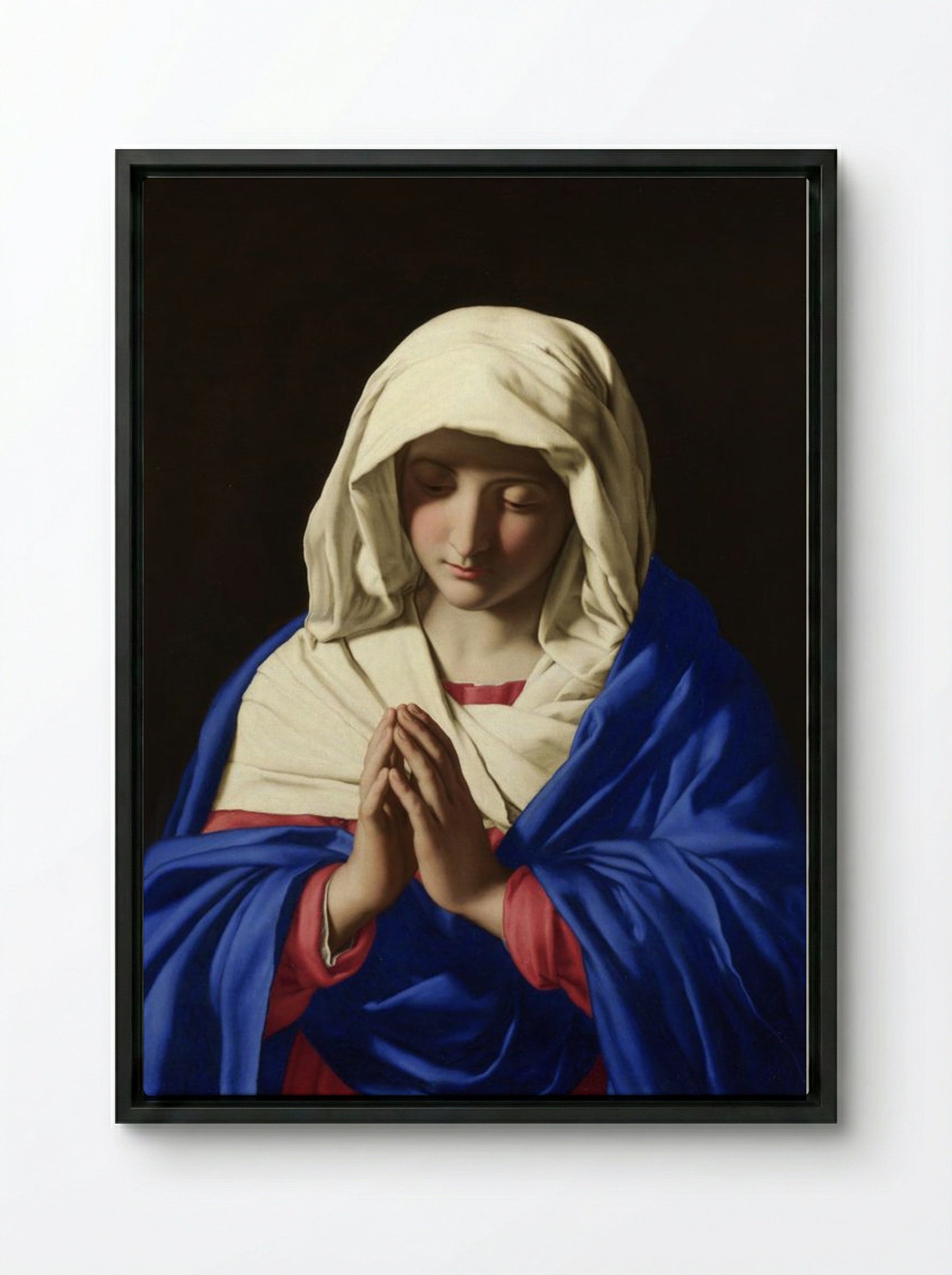 The Virgin in Prayer - Hendrick Bloemaert - Framed Canvas Black