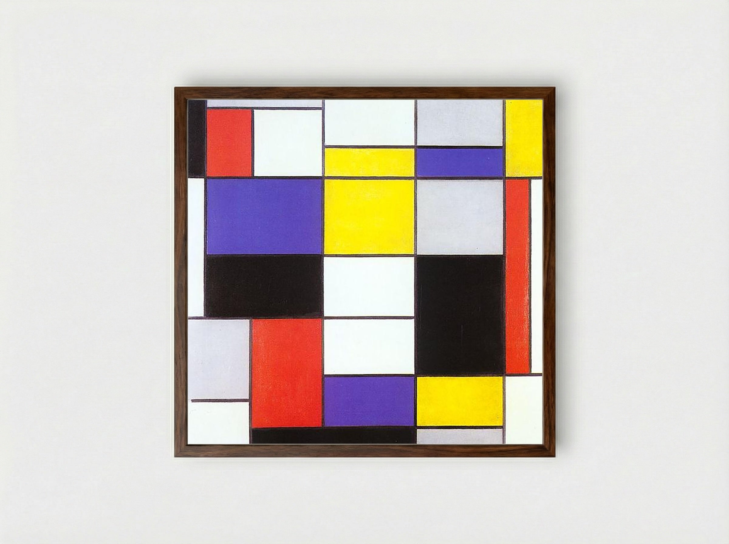 Composition A - Piet Mondrian - Framed Print Dark Wood