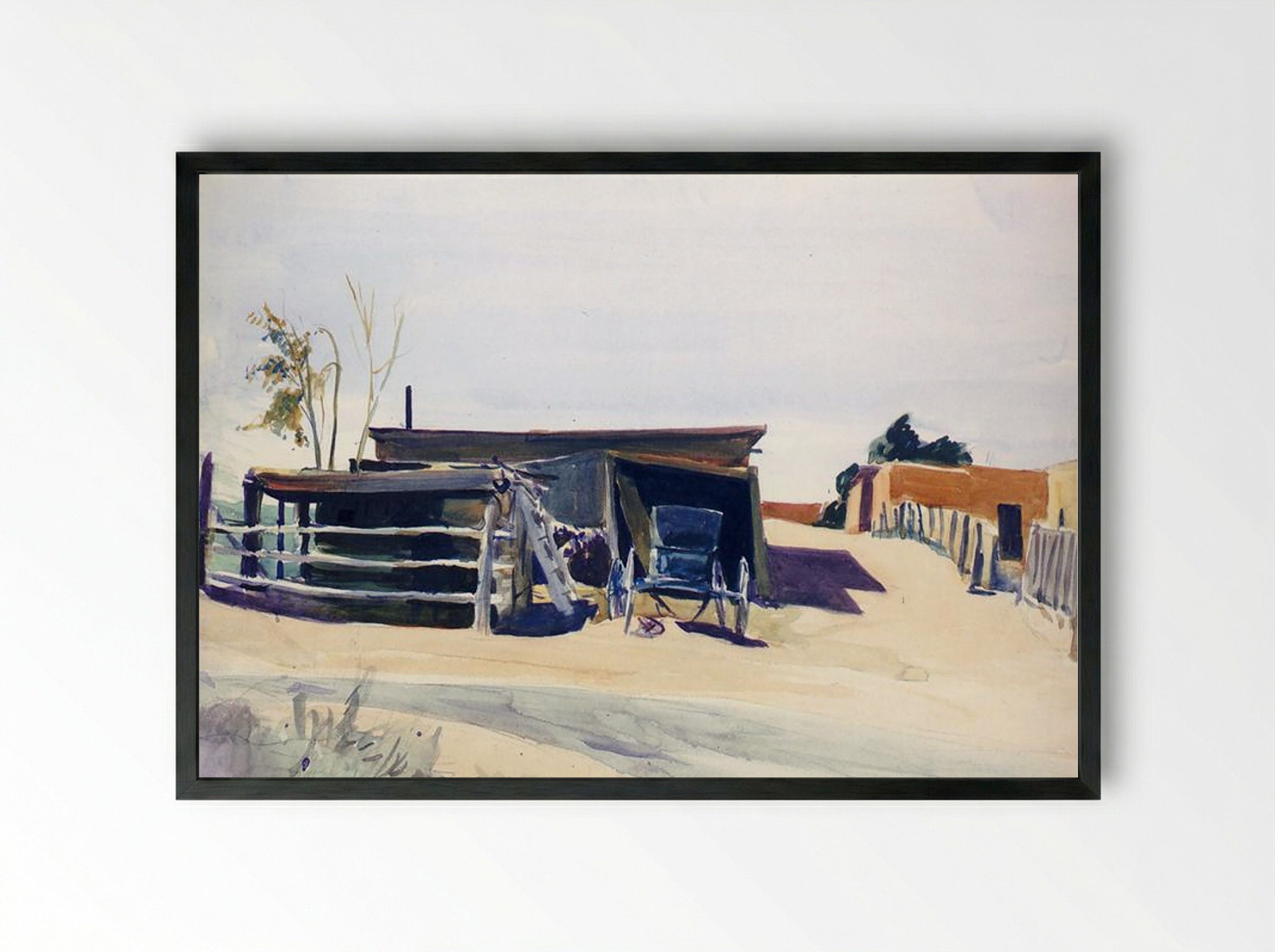 Adobes and Shed, New Mexico - Edward Hopper - Framed Print Black