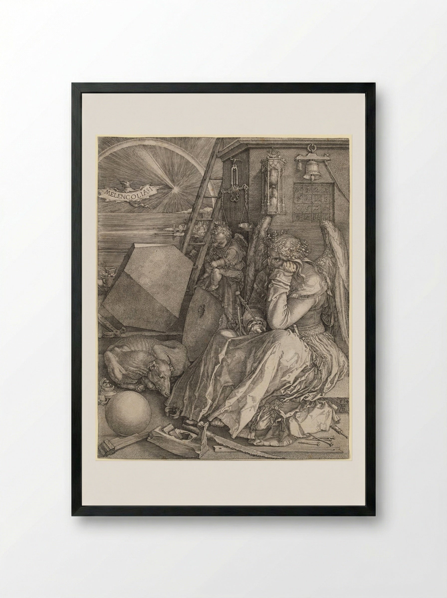 Melencolia I - Albrecht Dürer - Framed Print Black