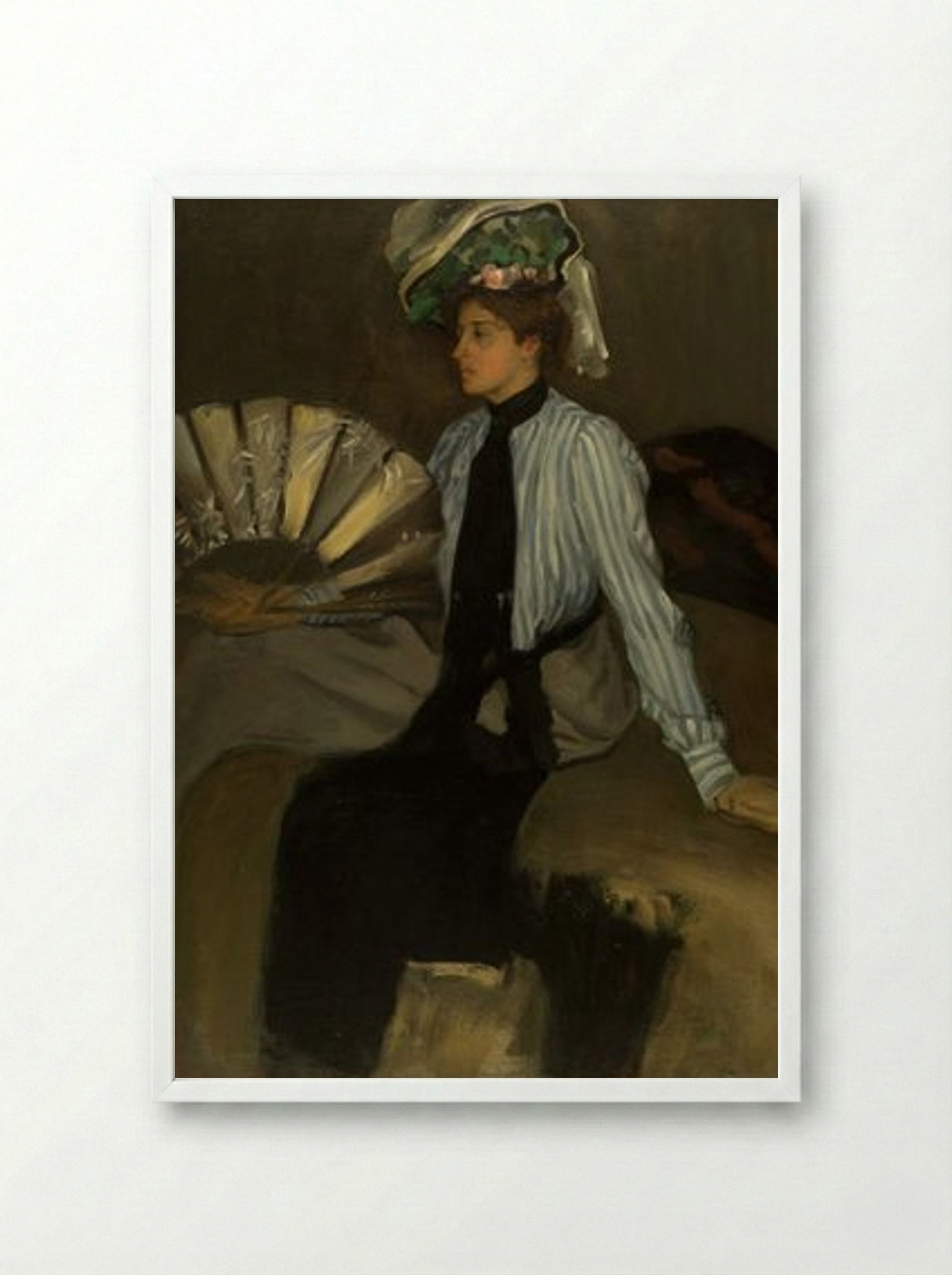Young Woman with Fan - Alfred Henry Maurer - Framed Print White