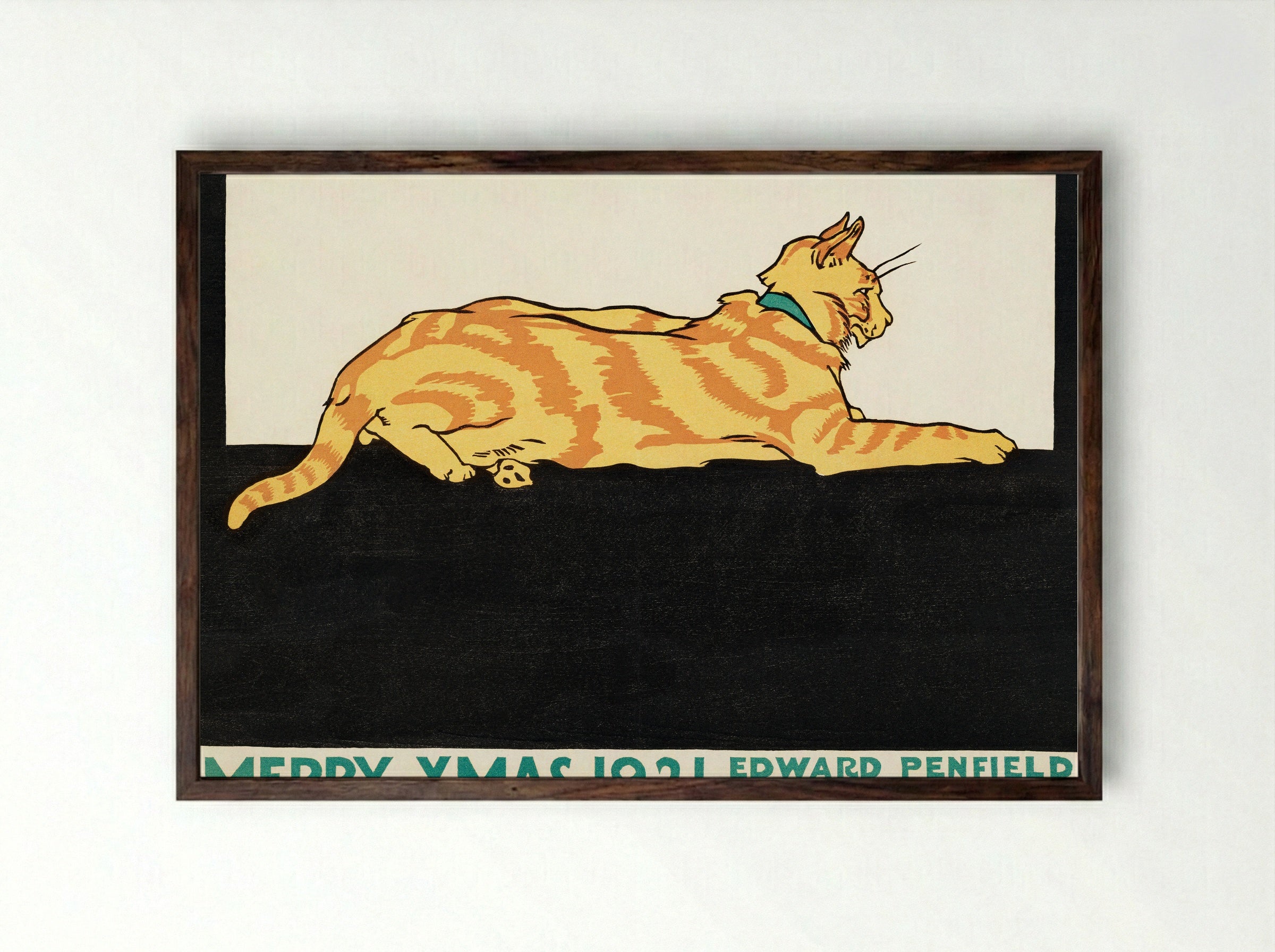 Merry Xmas 1921 - Edward Penfield - Framed Print Dark Wood