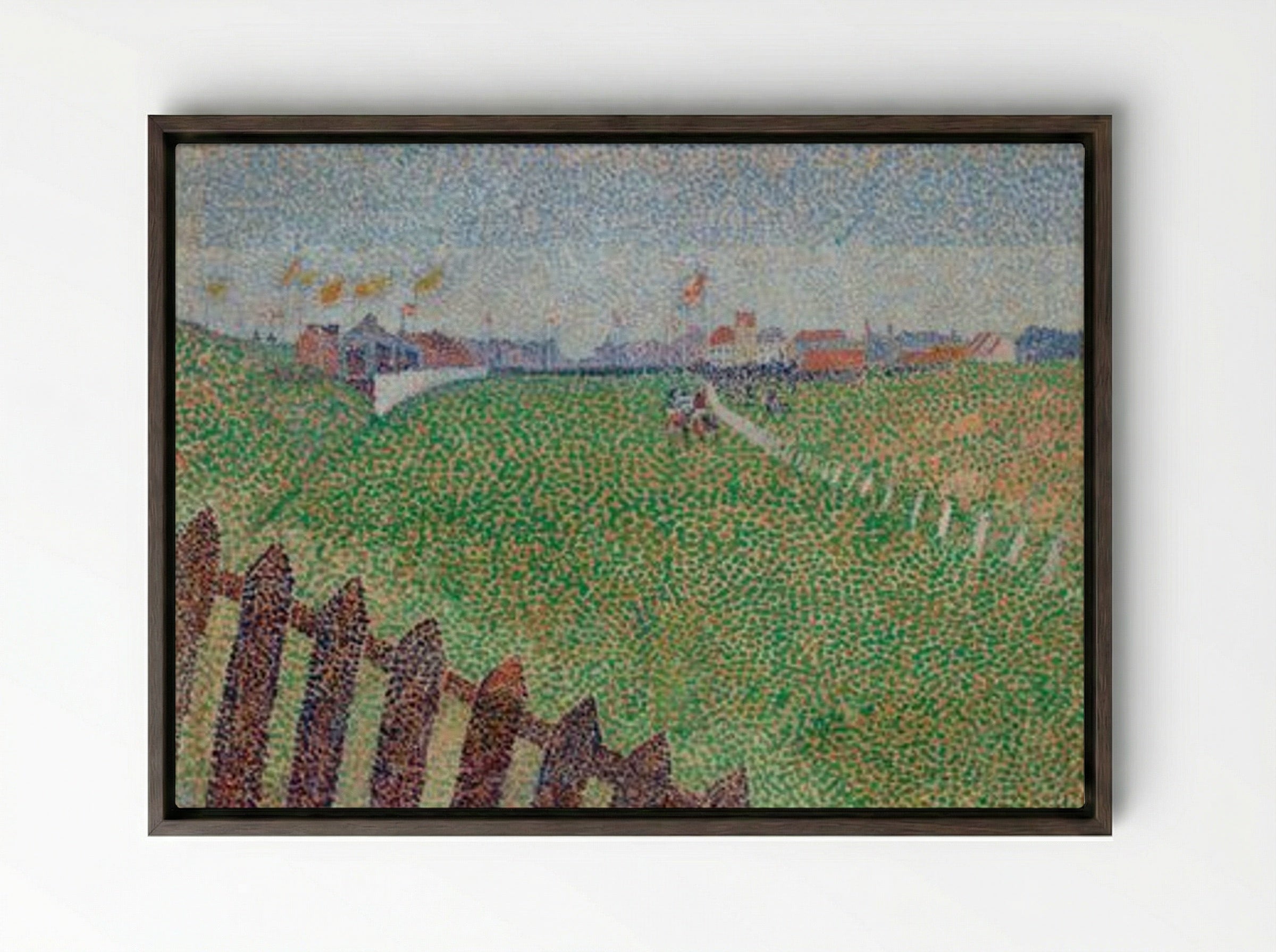 The Wellington Racecourse in Drizzle, Ostende - Alfred William Finch - Framed Canvas Dark Wood