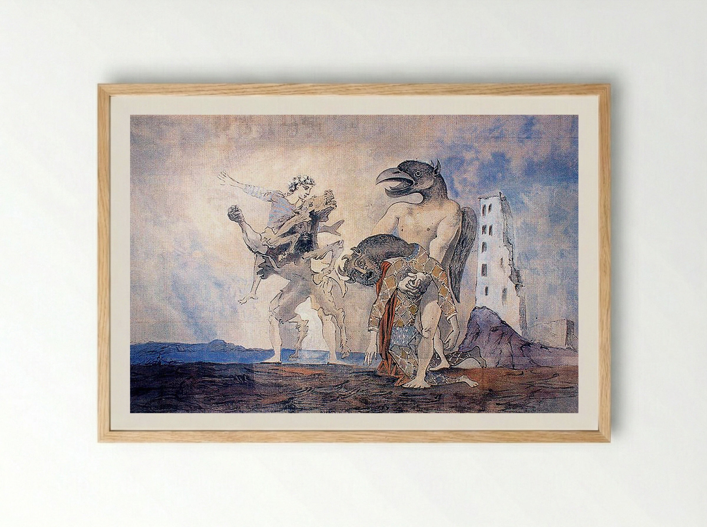 The Death of the Minotaur in Harlequin Costume - Pablo Picasso - Framed Print Wood
