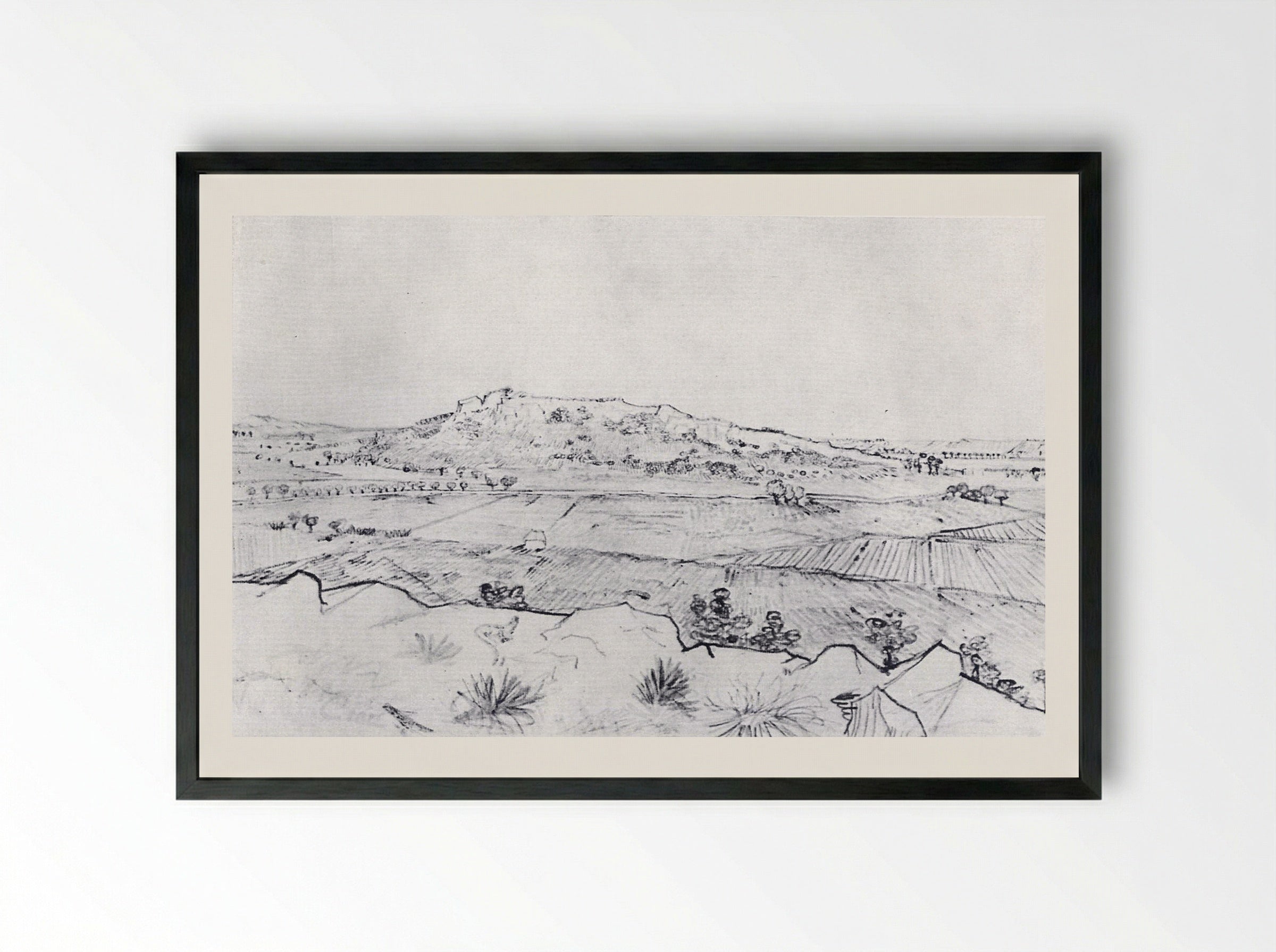 La Crau Seen from Montmajour - Vincent van Gogh - Framed Print Black