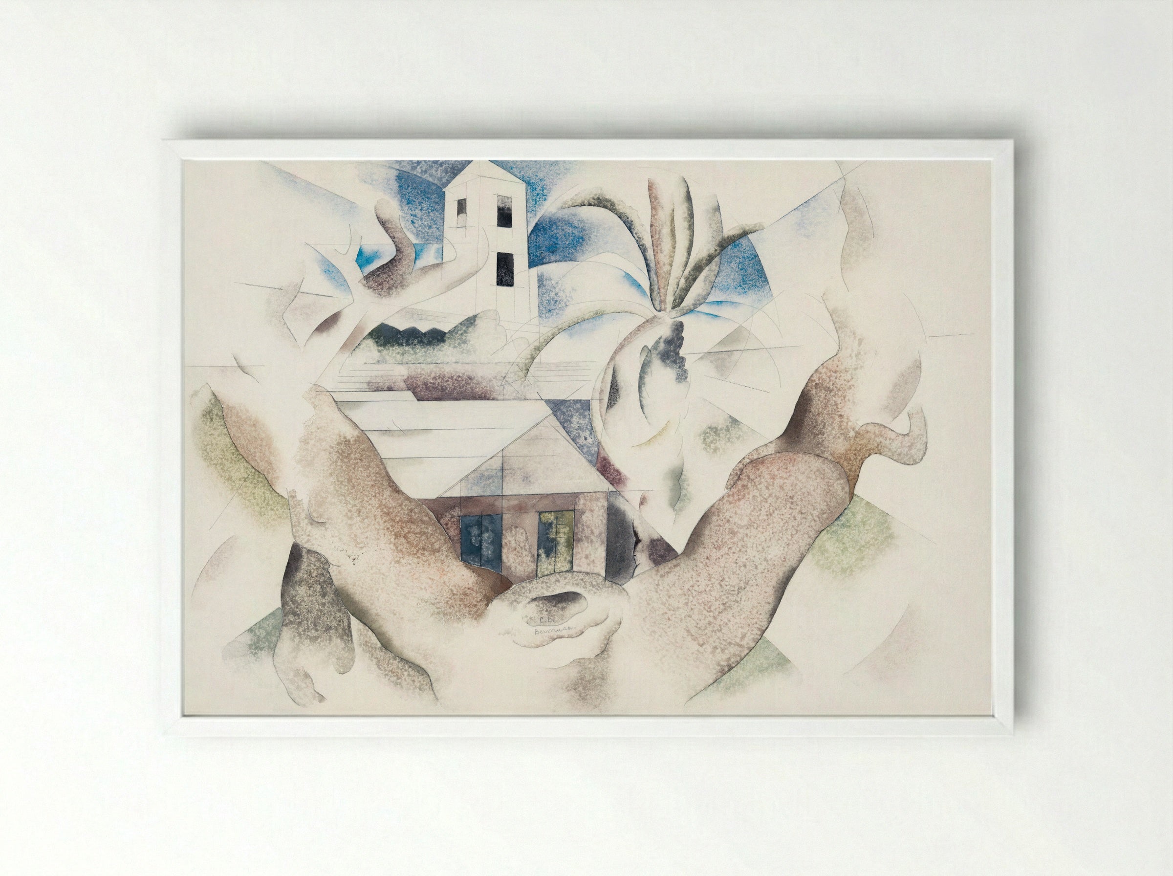 Bermuda No. 1, Tree and House - Charles Demuth - Framed Print White