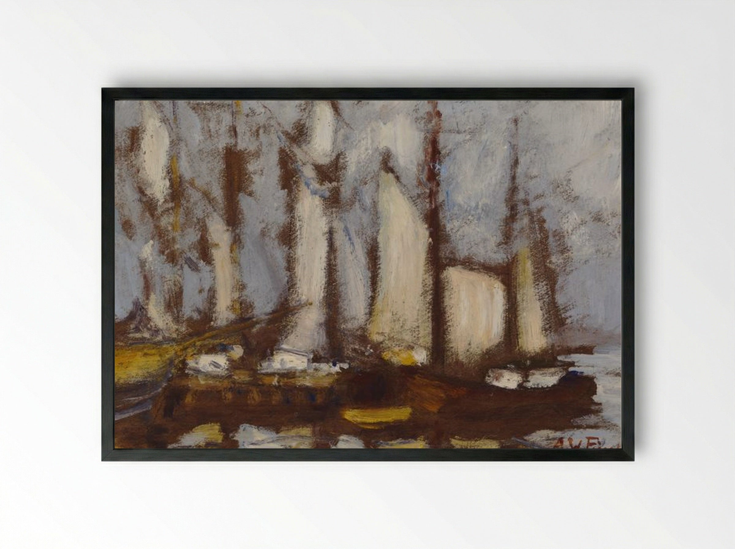 Sailing Vessels - Alfred William Finch - Framed Print Black