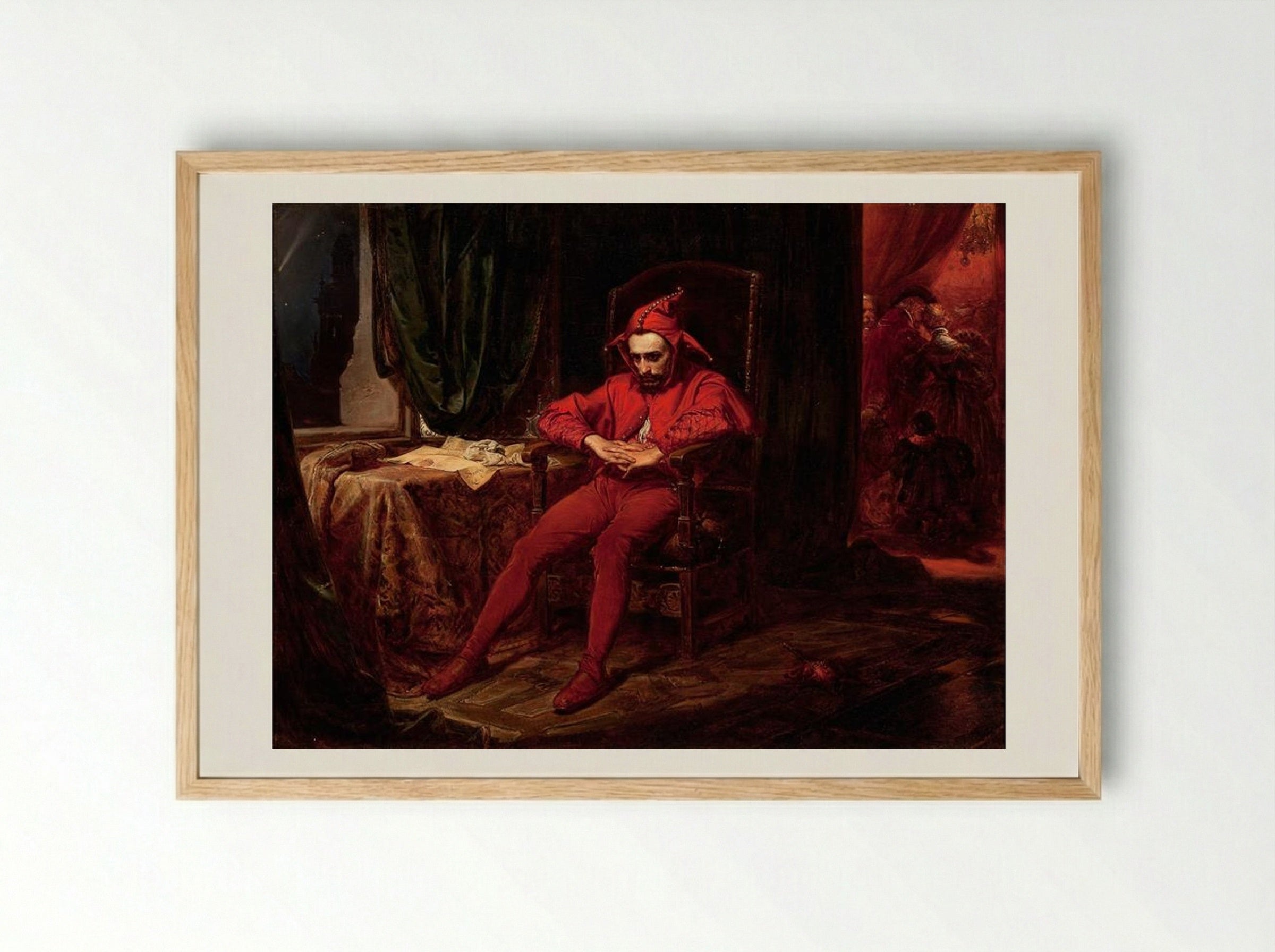 Stańczyk during a Ball at the Court of Queen Bona - Jan Matejko - Framed Print Wood