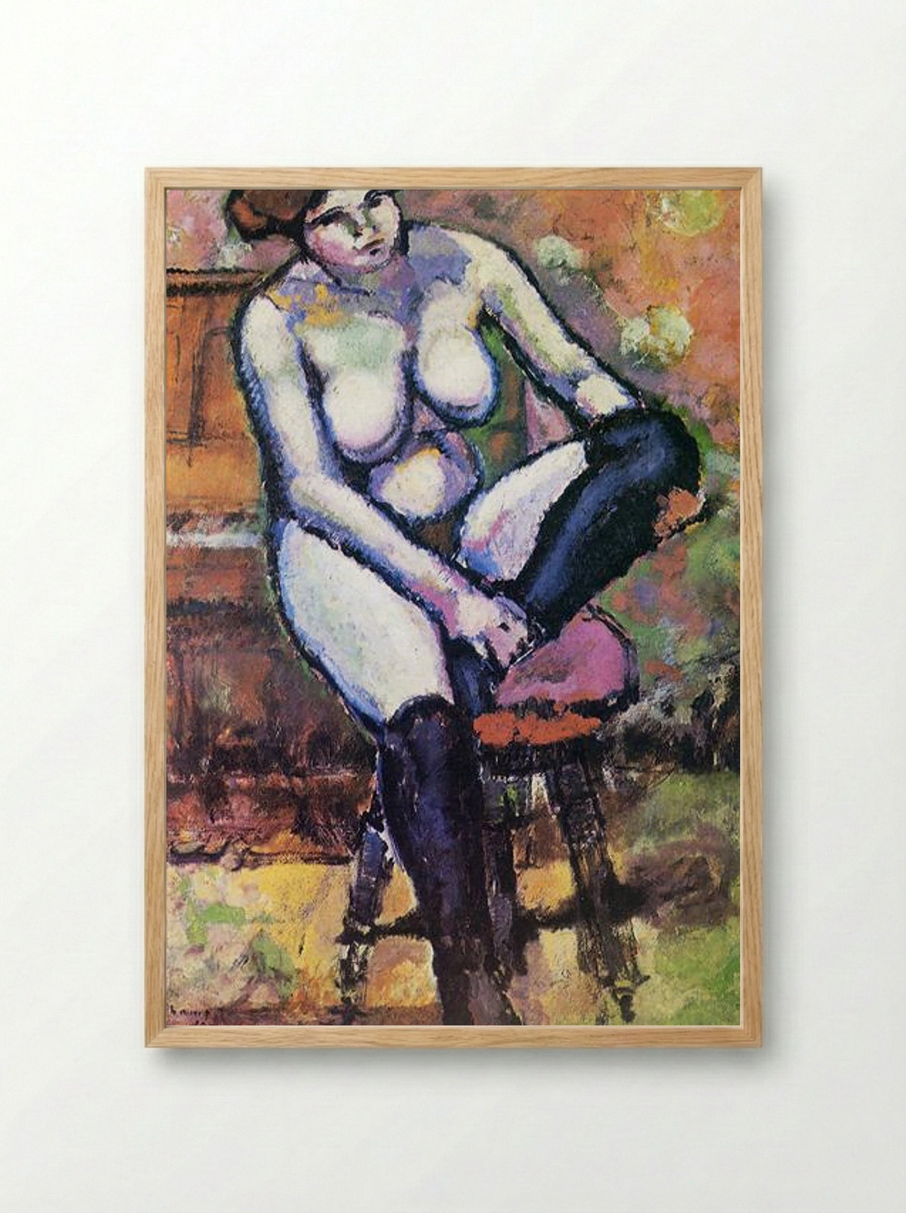 Nude with Black Stockings - Marcel Duchamp - Framed Print Wood
