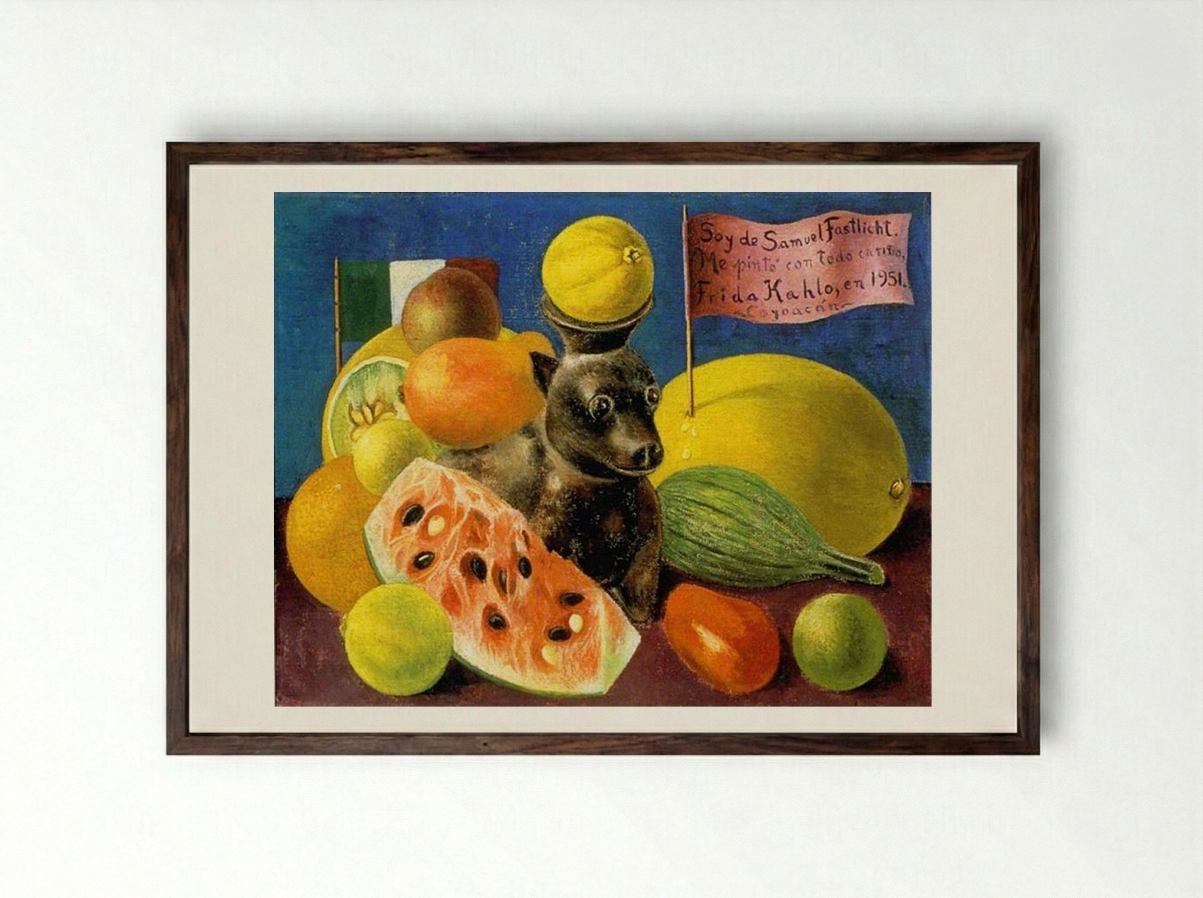 Still Life - Frida Kahlo - Framed Print Dark Wood