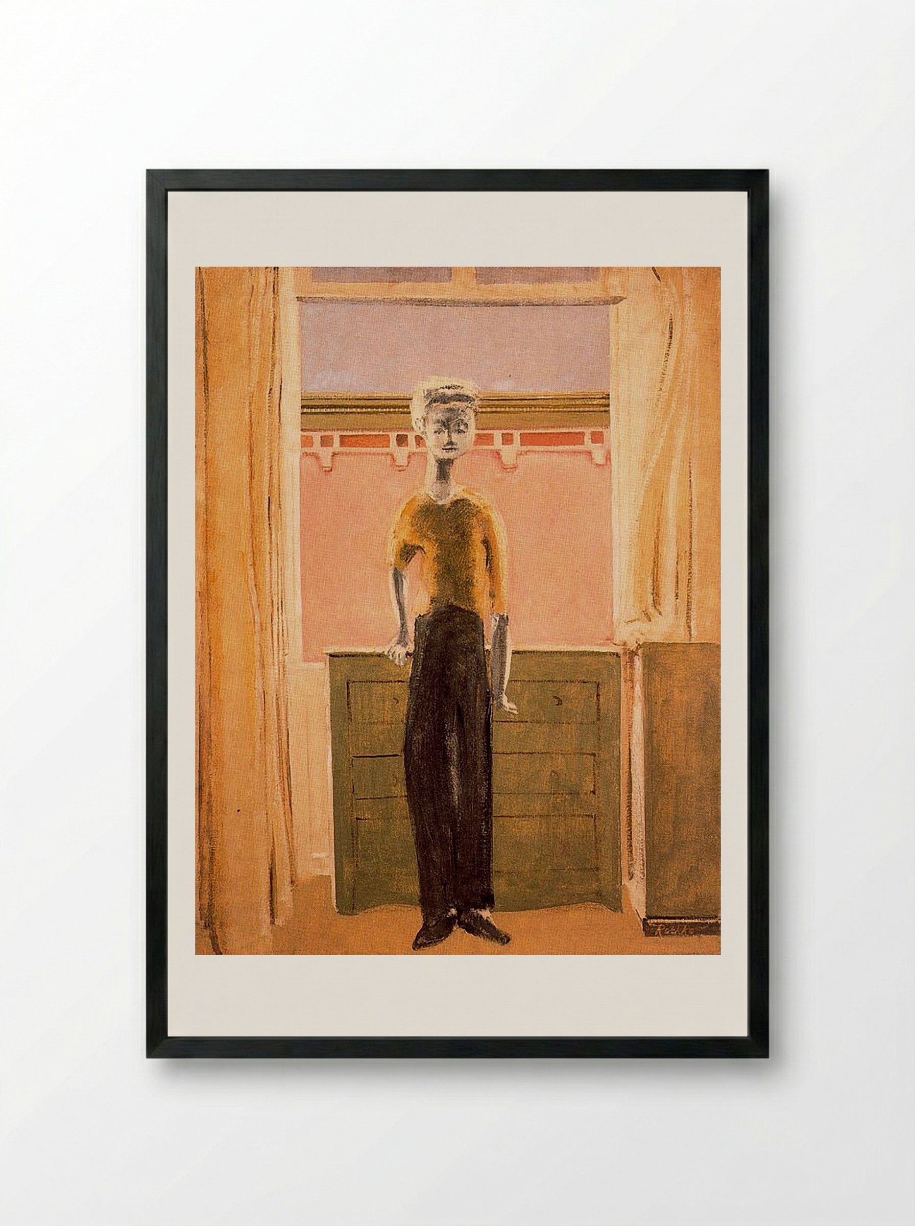Untitled (Standing Figure in Interior) - Fine Art Print - Framed Print Black