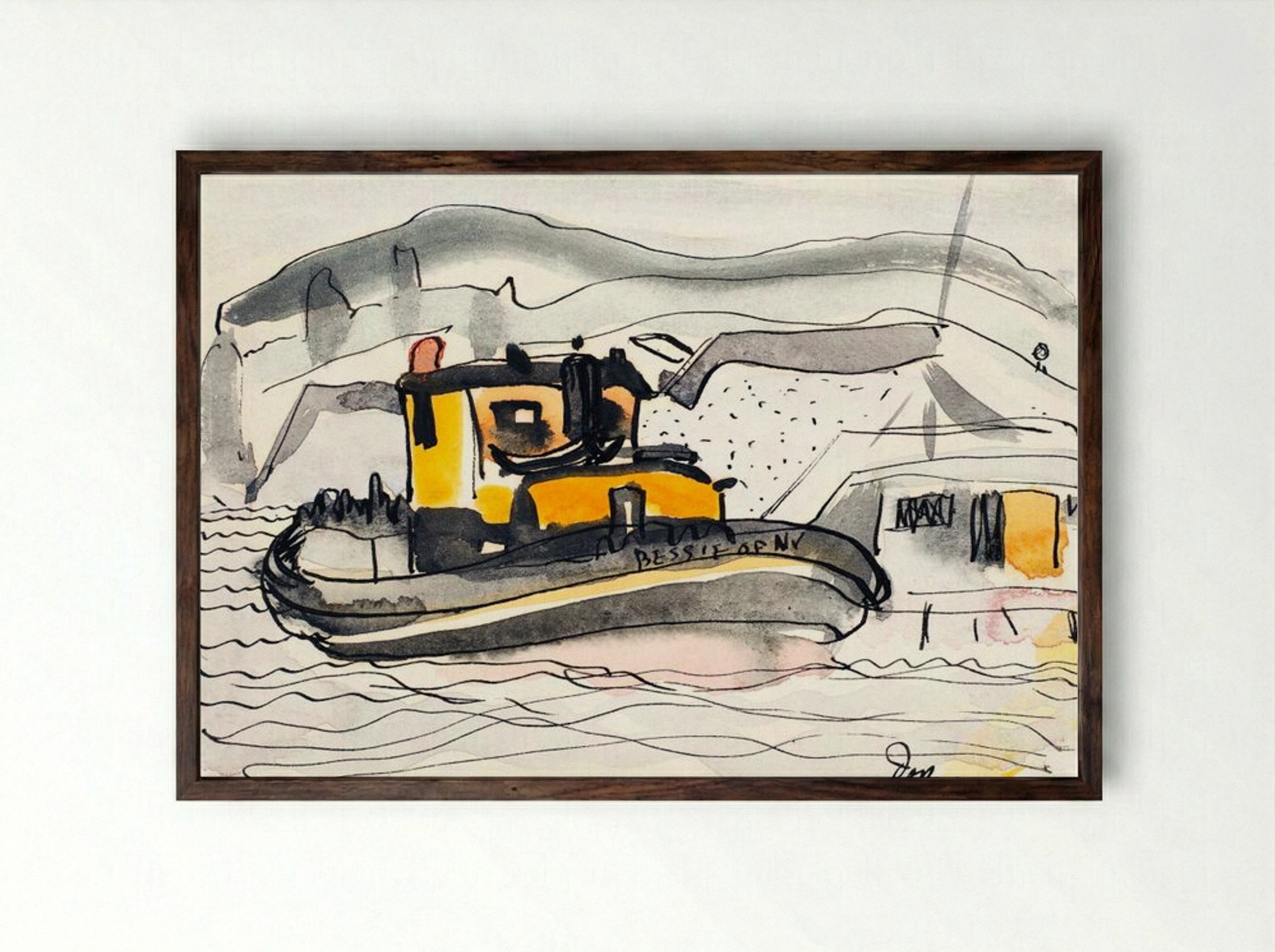Study for 'The Bessie of New York' - Arthur Dove - Framed Print Dark Wood