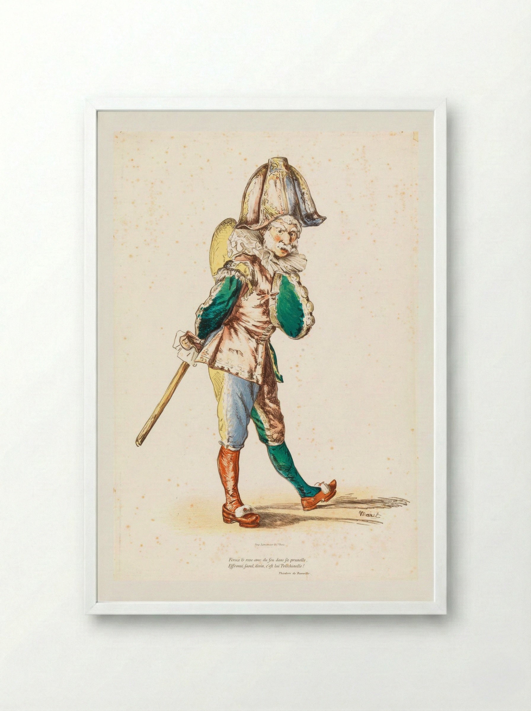 Polichinelle - Édouard Manet - Framed Print White