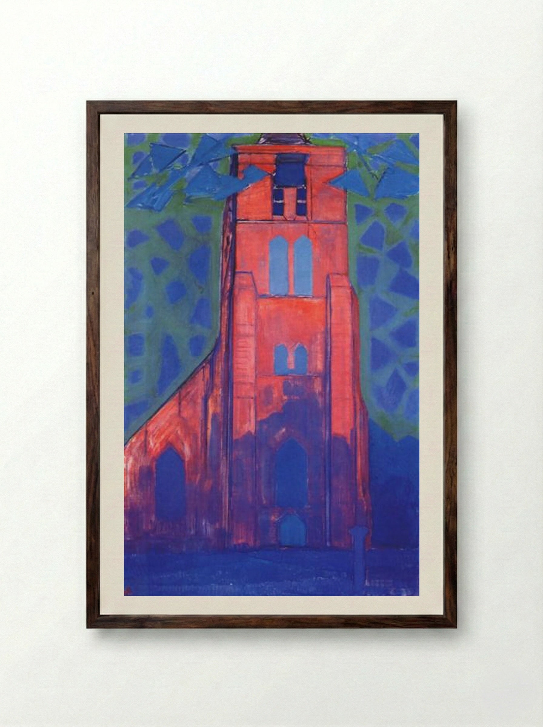 Church Tower at Domburg - Piet Mondrian - Framed Print Dark Wood