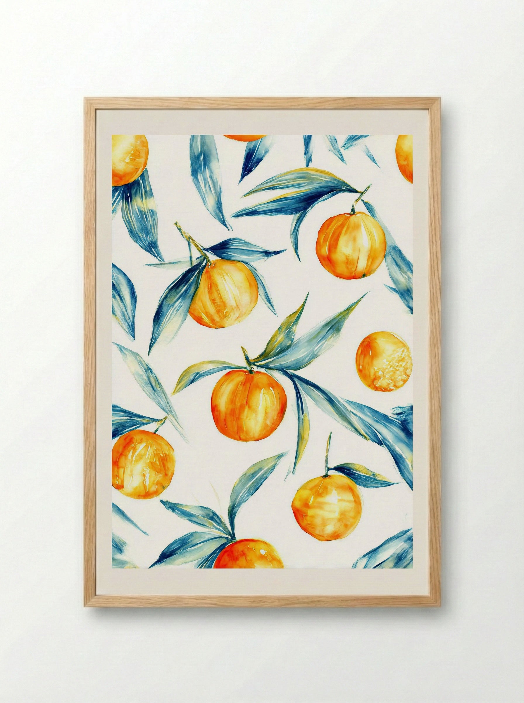 Sun Kissed Citrus Pattern - Framed Print Wood