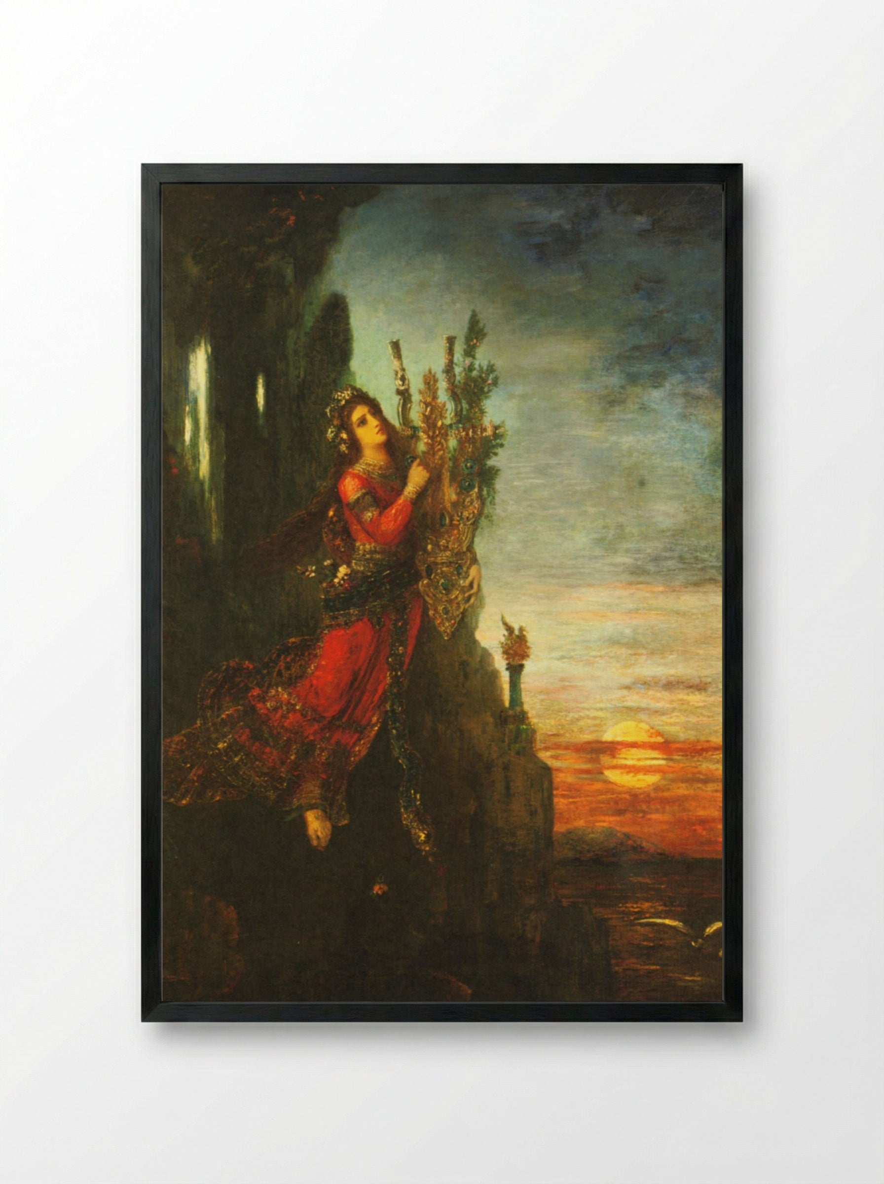 Sappho Leaping into the Sea - Gustave Moreau - Framed Print Black