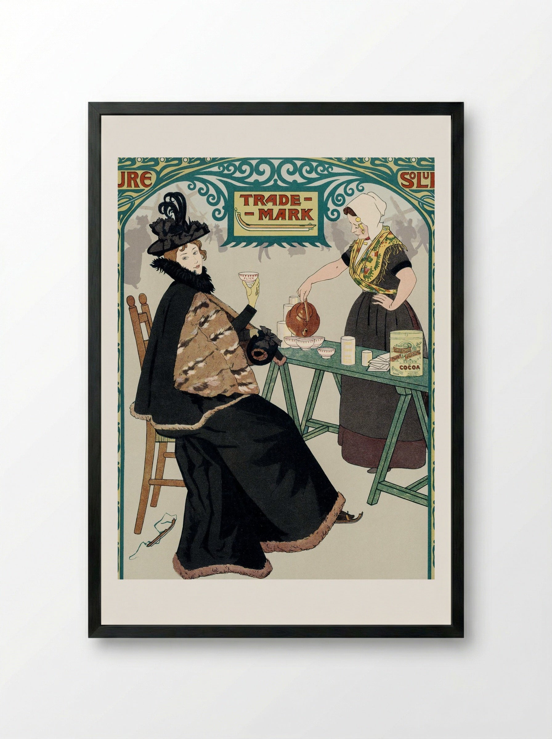 Dutch Skate Cocoa Advertisement - Johann Georg van Caspel - Framed Print Black