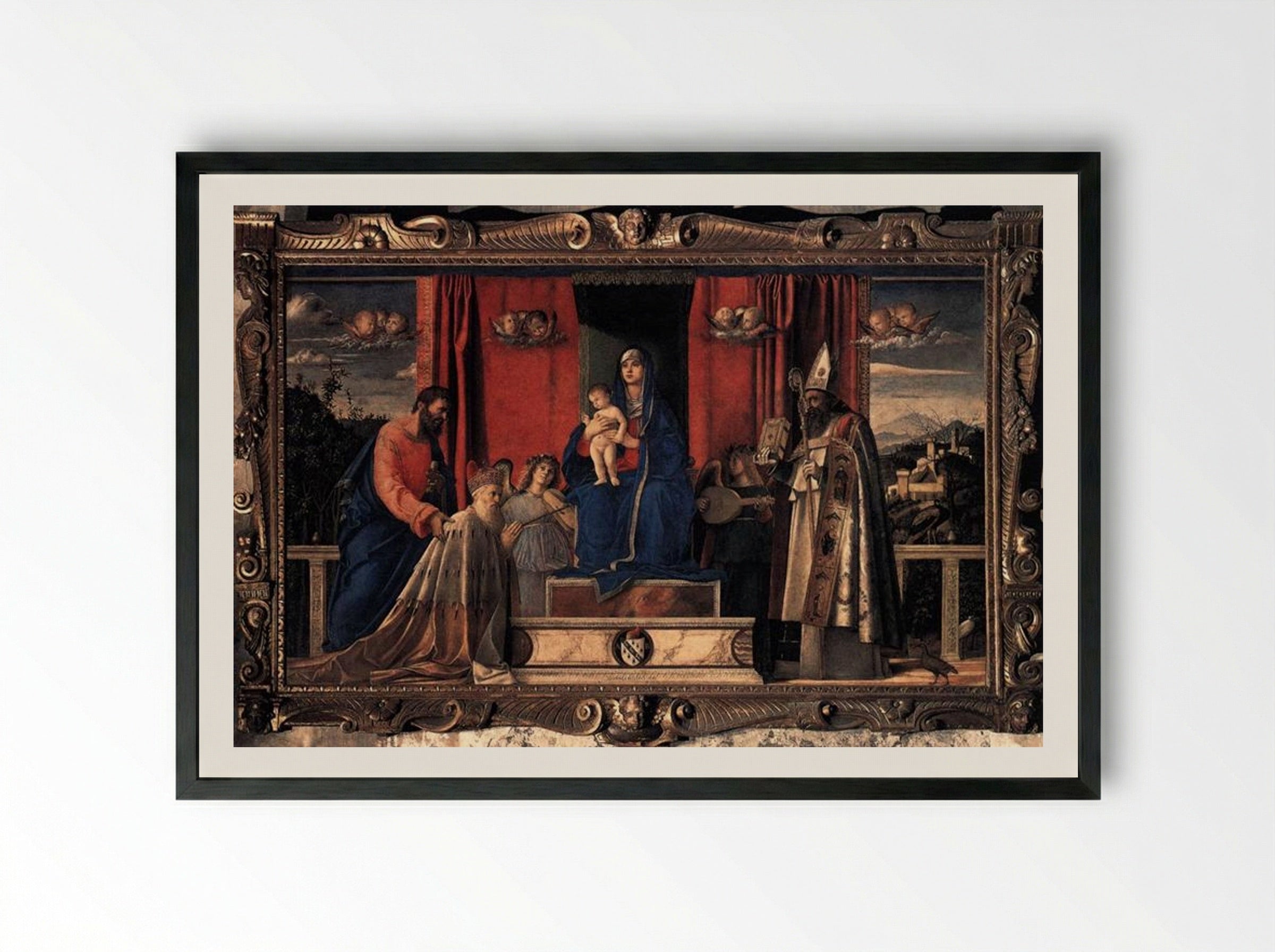 Barbarigo Altarpiece - Giovanni Bellini - Framed Print Black