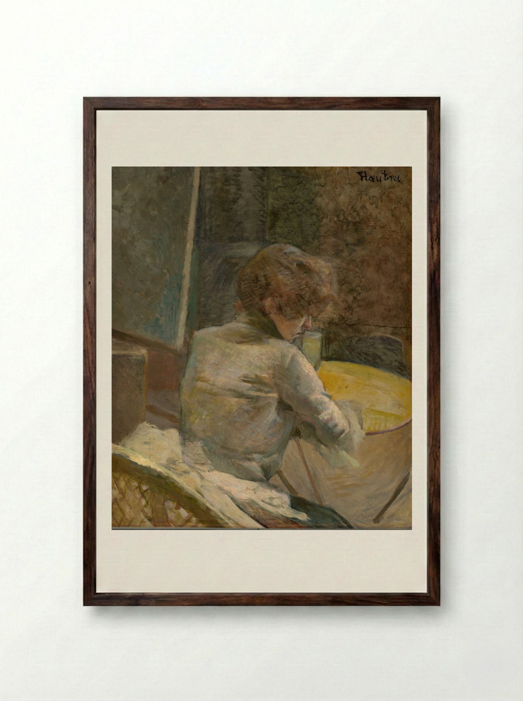 Waiting - Henri de Toulouse-Lautrec - Framed Print Dark Wood